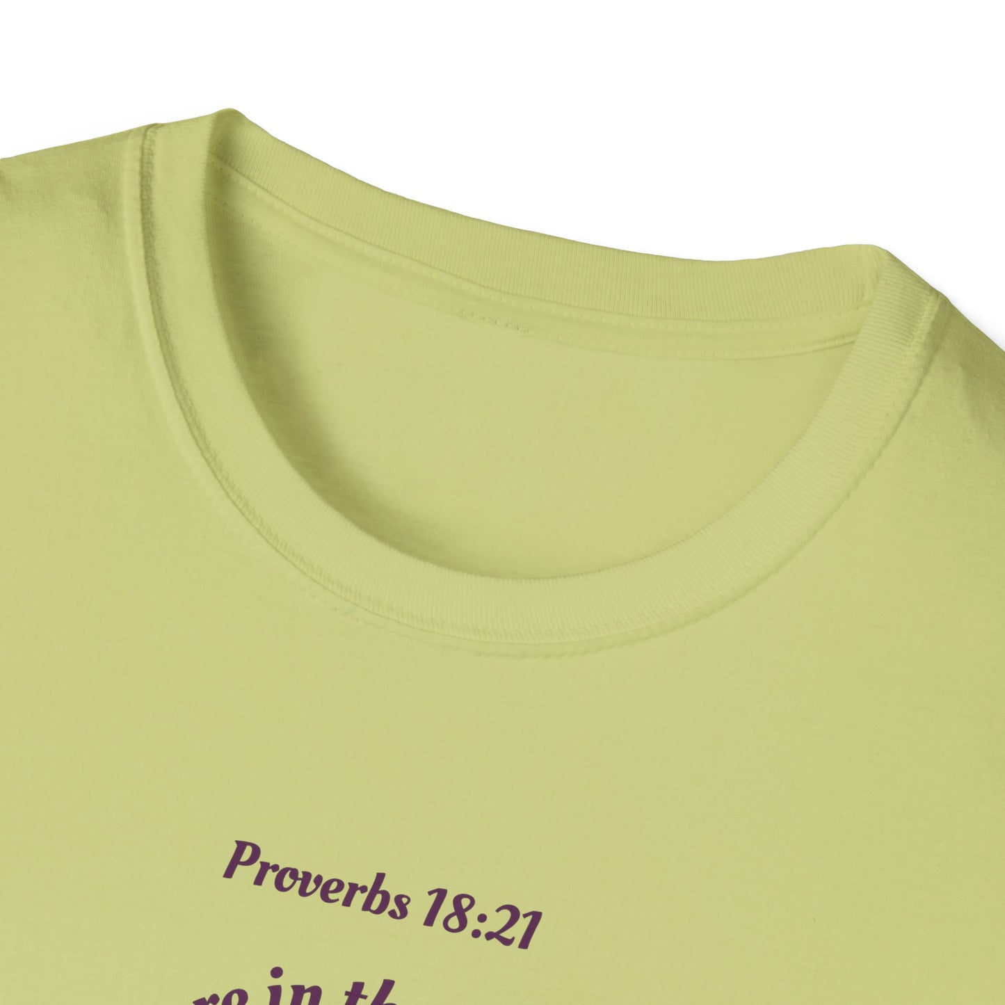 Proverbs 18:21 Death and life are in the power of the tongue, Purple Logo, Unisex Triblend Tee, A daily reminder to speak, think, and act as positively as possible.