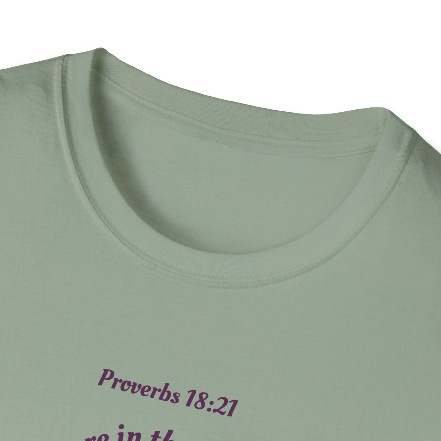 Proverbs 18:21 Death and life are in the power of the tongue, Purple Logo, Unisex Triblend Tee, A daily reminder to speak, think, and act as positively as possible.