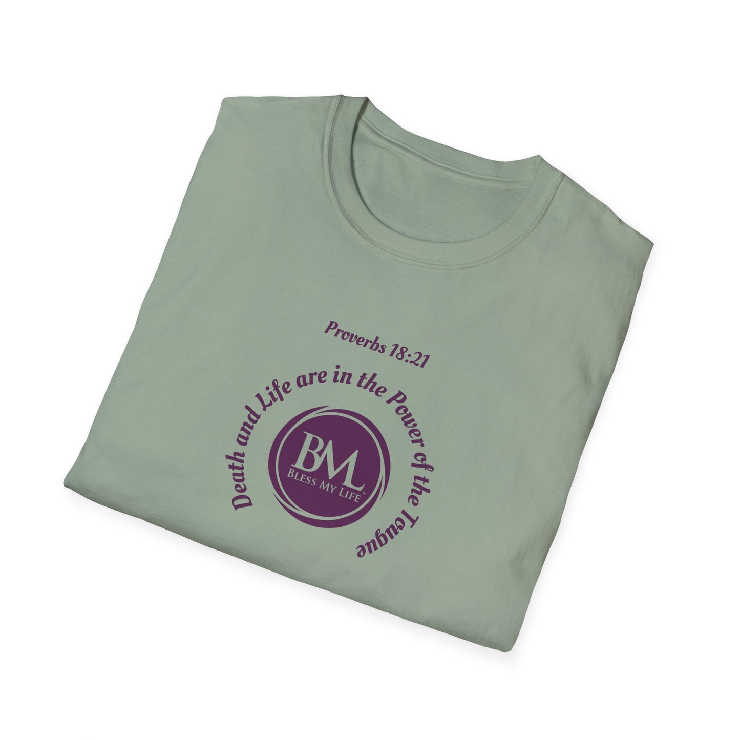 Proverbs 18:21 Death and life are in the power of the tongue, Purple Logo, Unisex Triblend Tee, A daily reminder to speak, think, and act as positively as possible.
