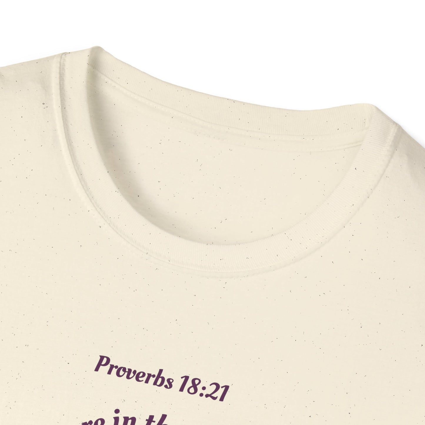 Proverbs 18:21 Death and life are in the power of the tongue, Purple Logo, Unisex Triblend Tee, A daily reminder to speak, think, and act as positively as possible.