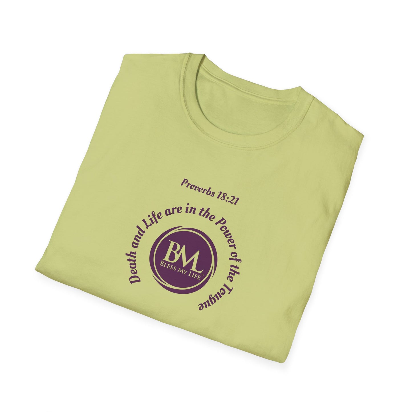 Proverbs 18:21 Death and life are in the power of the tongue, Purple Logo, Unisex Triblend Tee, A daily reminder to speak, think, and act as positively as possible.