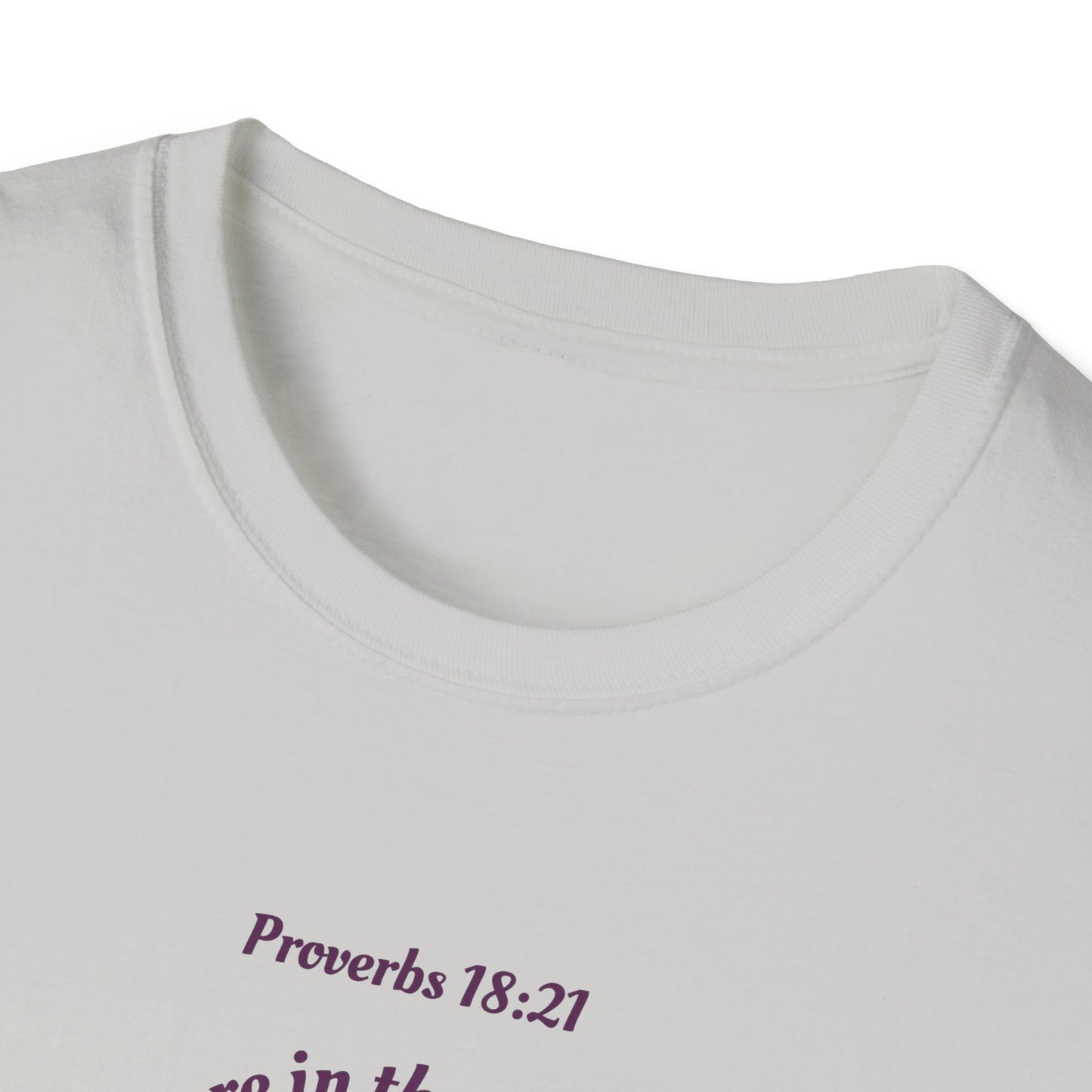 Proverbs 18:21 Death and life are in the power of the tongue, Purple Logo, Unisex Triblend Tee, A daily reminder to speak, think, and act as positively as possible.