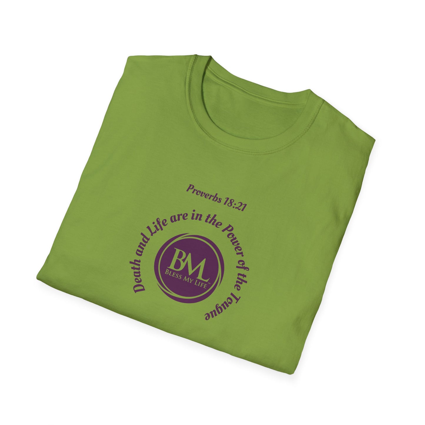 Proverbs 18:21 Death and life are in the power of the tongue, Purple Logo, Unisex Triblend Tee, A daily reminder to speak, think, and act as positively as possible.