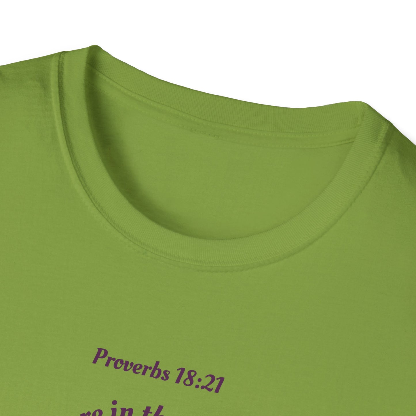 Proverbs 18:21 Death and life are in the power of the tongue, Purple Logo, Unisex Triblend Tee, A daily reminder to speak, think, and act as positively as possible.