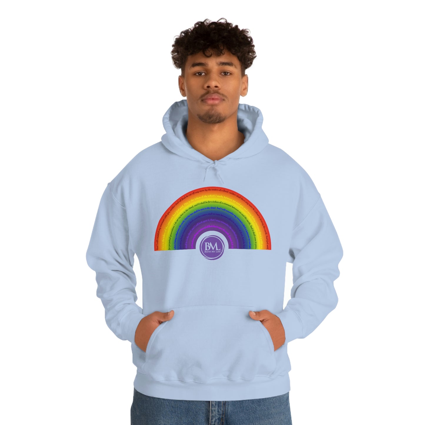God's covenant in Biblical Scripture & in the form of His bow, A Worldwide Favorite Covenant seeing in the sky by Billions! Unisex Heavy Blend™ Hooded Sweatshirt