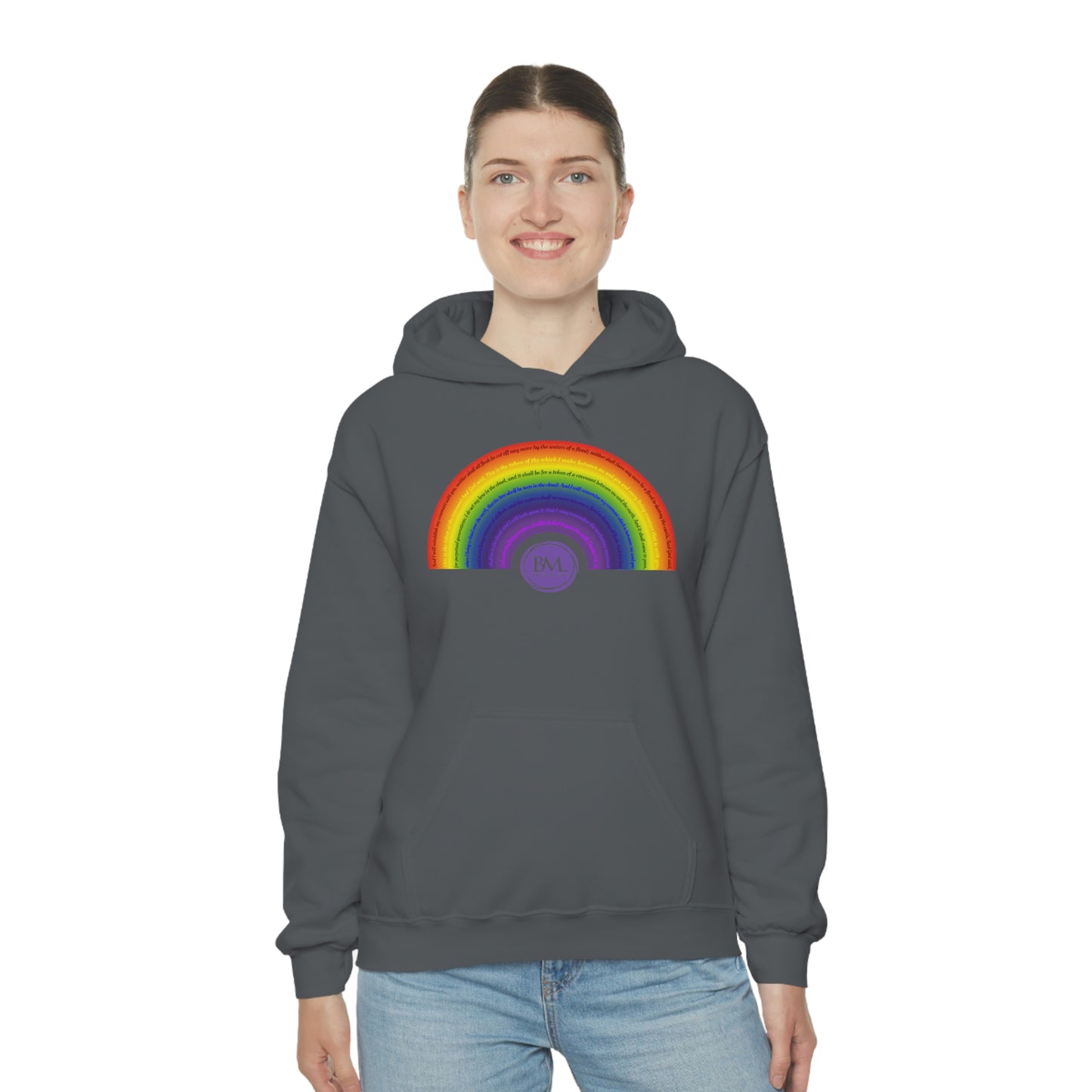 God's covenant in Biblical Scripture & in the form of His bow, A Worldwide Favorite Covenant seeing in the sky by Billions! Unisex Heavy Blend™ Hooded Sweatshirt
