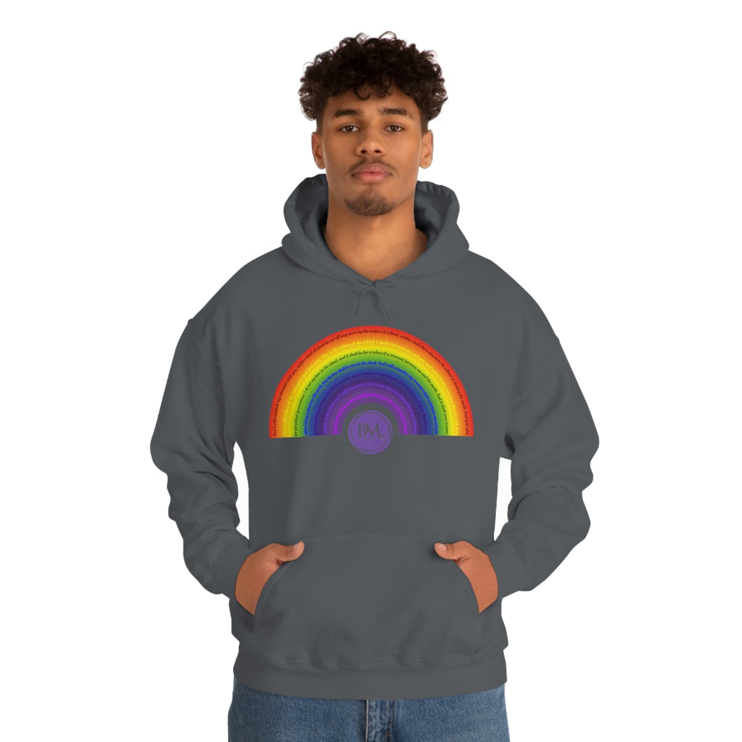 God's covenant in Biblical Scripture & in the form of His bow, A Worldwide Favorite Covenant seeing in the sky by Billions! Unisex Heavy Blend™ Hooded Sweatshirt