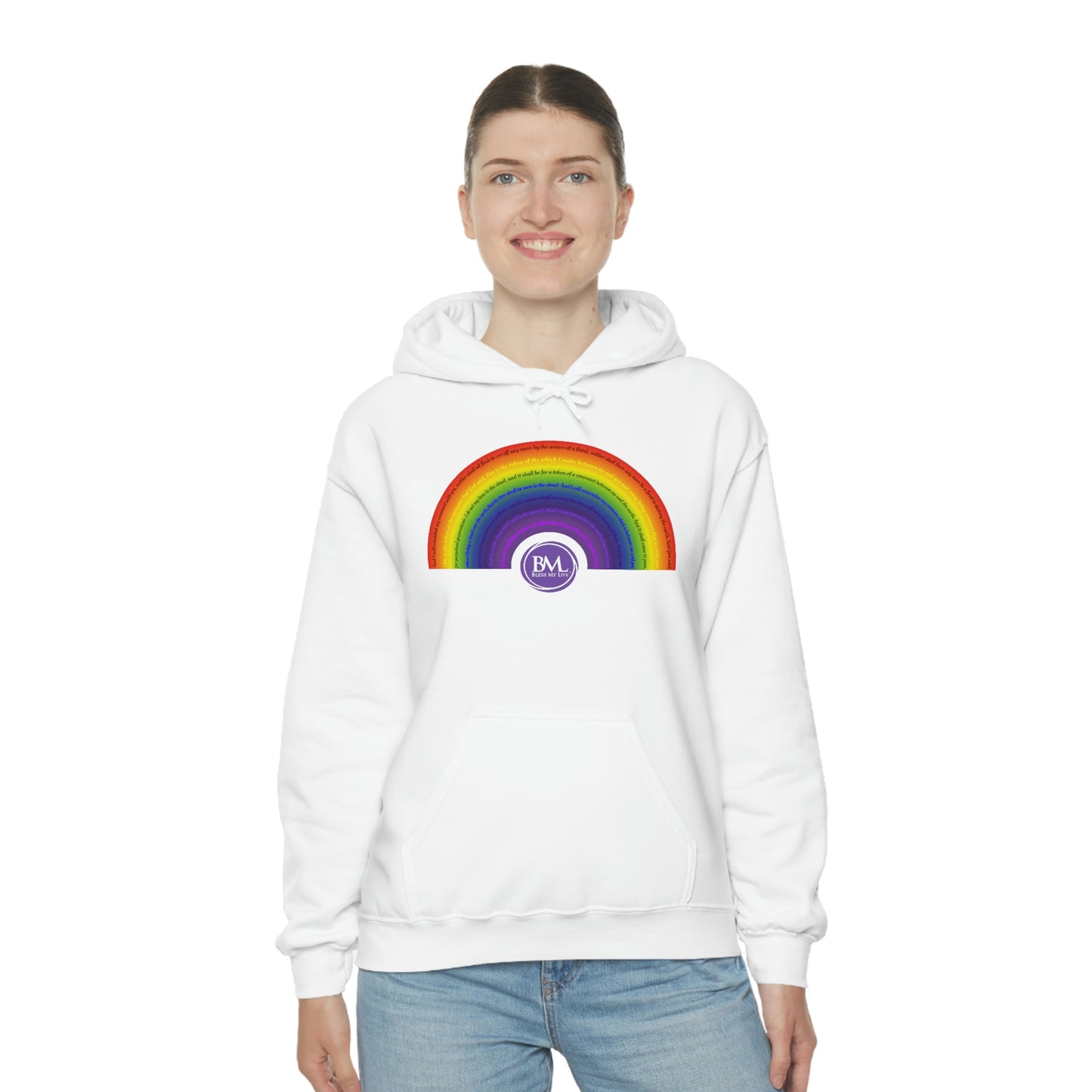 God's covenant in Biblical Scripture & in the form of His bow, A Worldwide Favorite Covenant seeing in the sky by Billions! Unisex Heavy Blend™ Hooded Sweatshirt