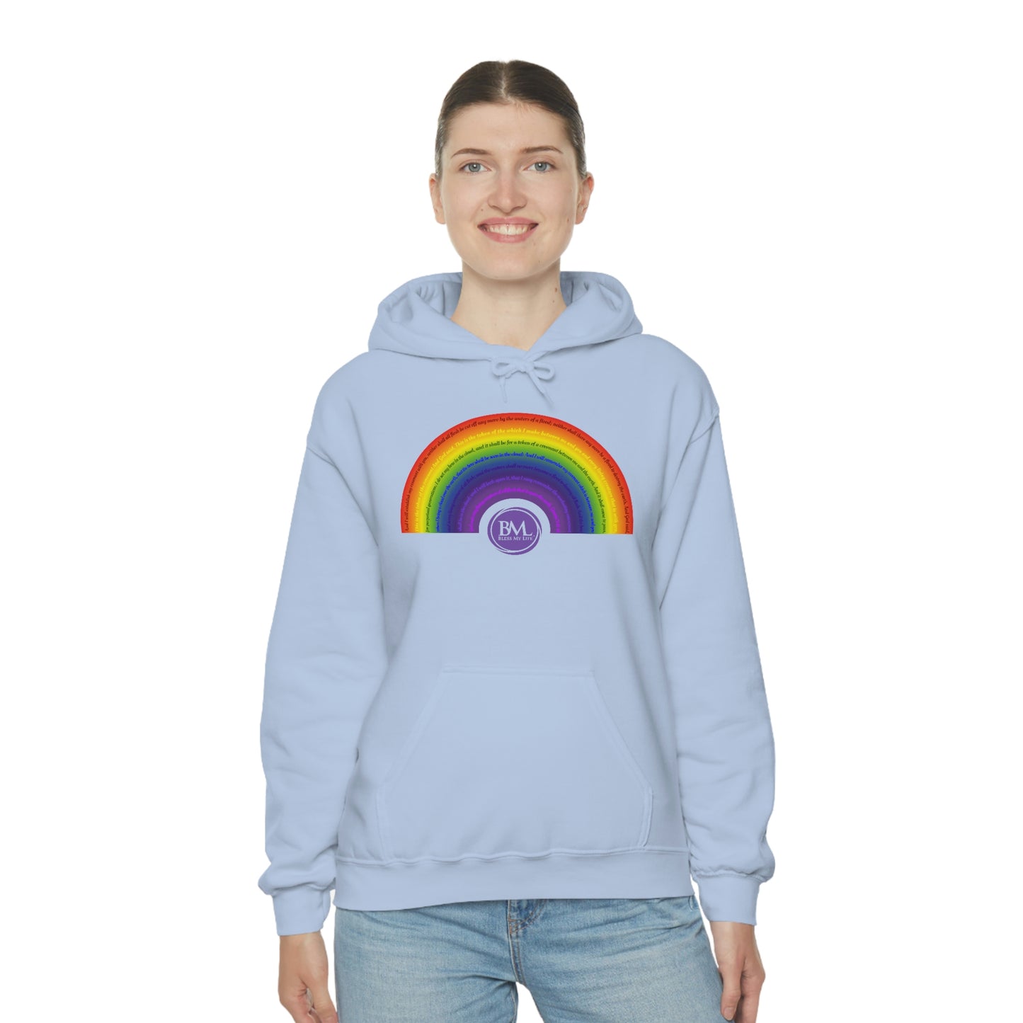 God's covenant in Biblical Scripture & in the form of His bow, A Worldwide Favorite Covenant seeing in the sky by Billions! Unisex Heavy Blend™ Hooded Sweatshirt