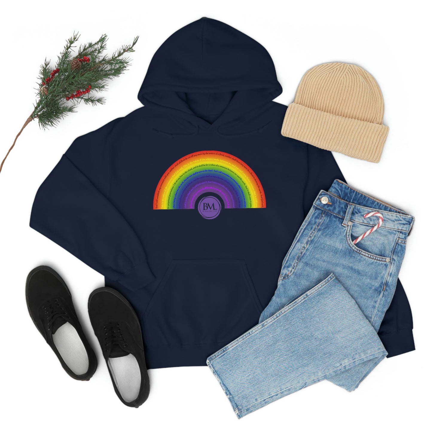 God's covenant in Biblical Scripture & in the form of His bow, A Worldwide Favorite Covenant seeing in the sky by Billions! Unisex Heavy Blend™ Hooded Sweatshirt