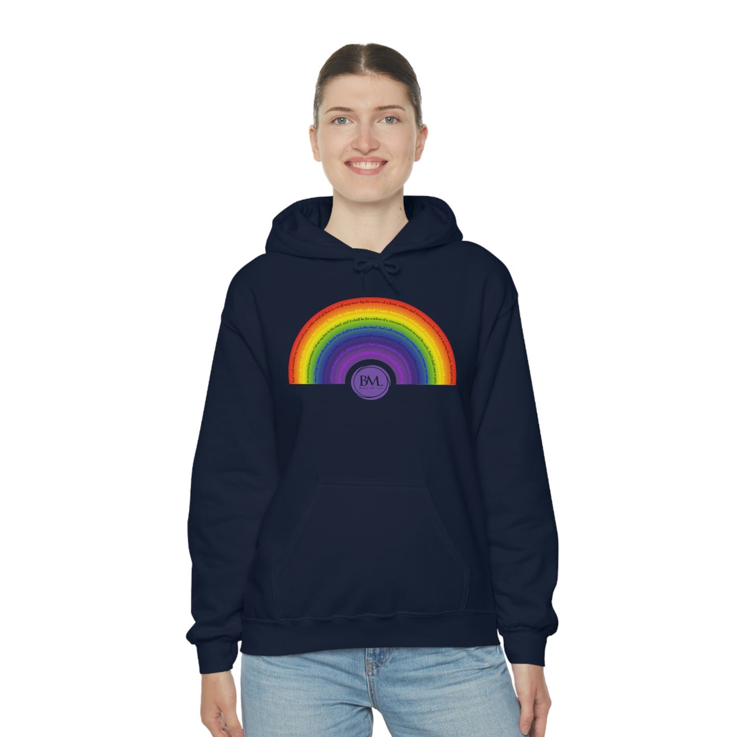 God's covenant in Biblical Scripture & in the form of His bow, A Worldwide Favorite Covenant seeing in the sky by Billions! Unisex Heavy Blend™ Hooded Sweatshirt