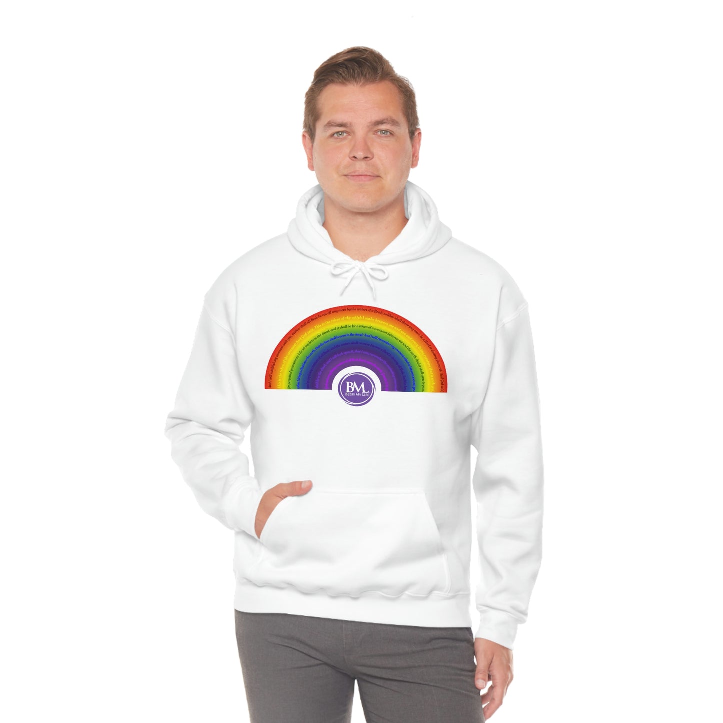 God's covenant in Biblical Scripture & in the form of His bow, A Worldwide Favorite Covenant seeing in the sky by Billions! Unisex Heavy Blend™ Hooded Sweatshirt
