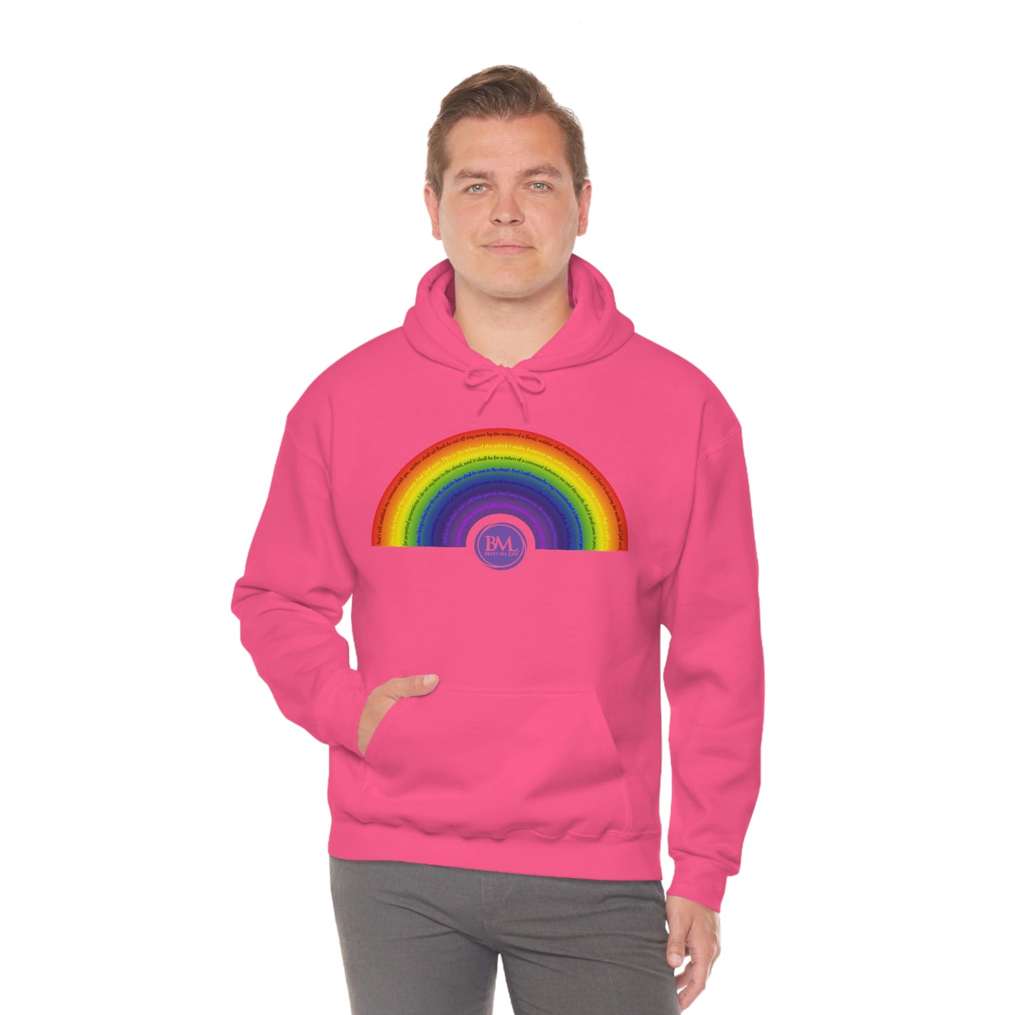 God's covenant in Biblical Scripture & in the form of His bow, A Worldwide Favorite Covenant seeing in the sky by Billions! Unisex Heavy Blend™ Hooded Sweatshirt