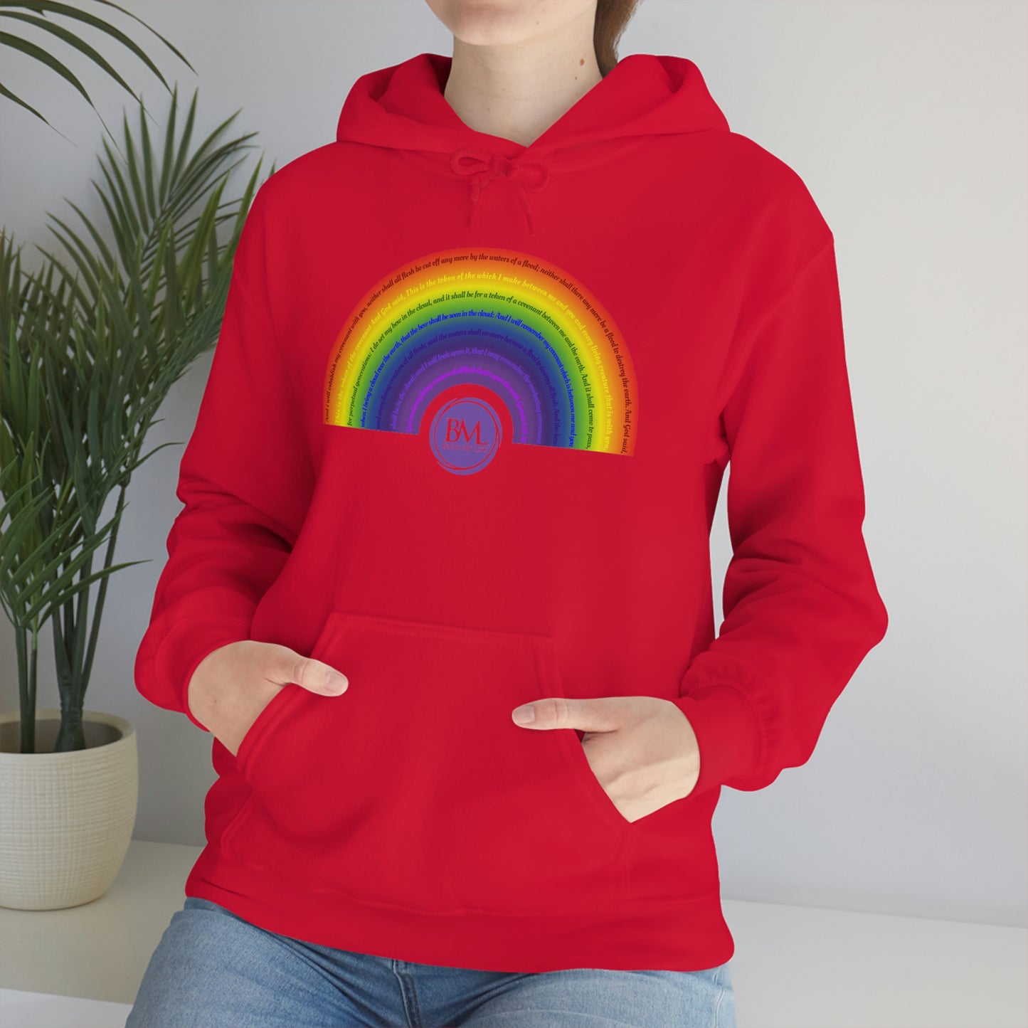 God's covenant in Biblical Scripture & in the form of His bow, A Worldwide Favorite Covenant seeing in the sky by Billions! Unisex Heavy Blend™ Hooded Sweatshirt