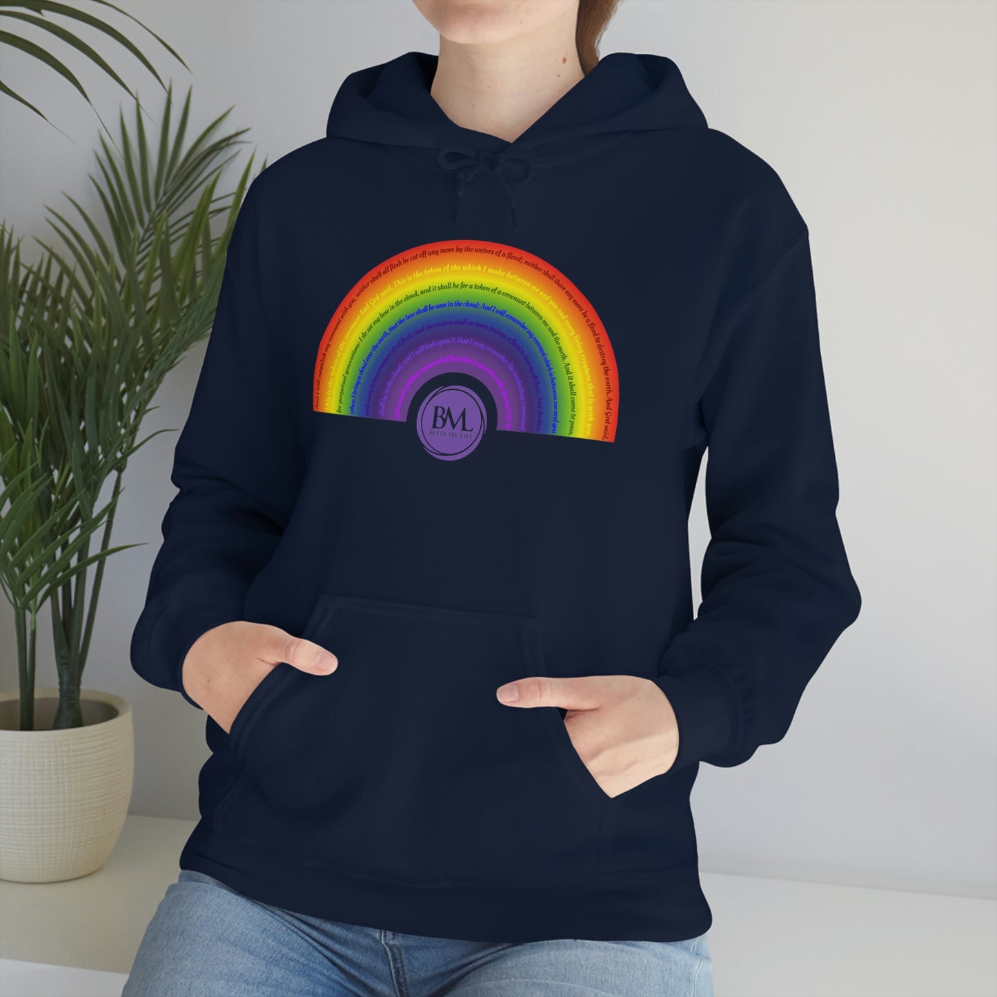 God's covenant in Biblical Scripture & in the form of His bow, A Worldwide Favorite Covenant seeing in the sky by Billions! Unisex Heavy Blend™ Hooded Sweatshirt