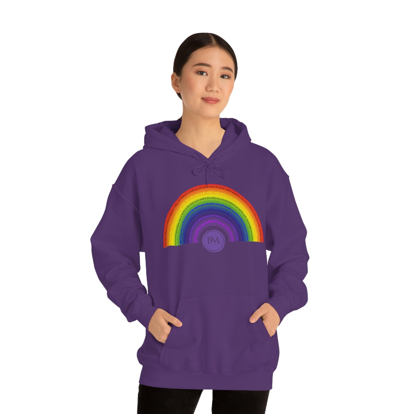God's covenant in Biblical Scripture & in the form of His bow, A Worldwide Favorite Covenant seeing in the sky by Billions! Unisex Heavy Blend™ Hooded Sweatshirt