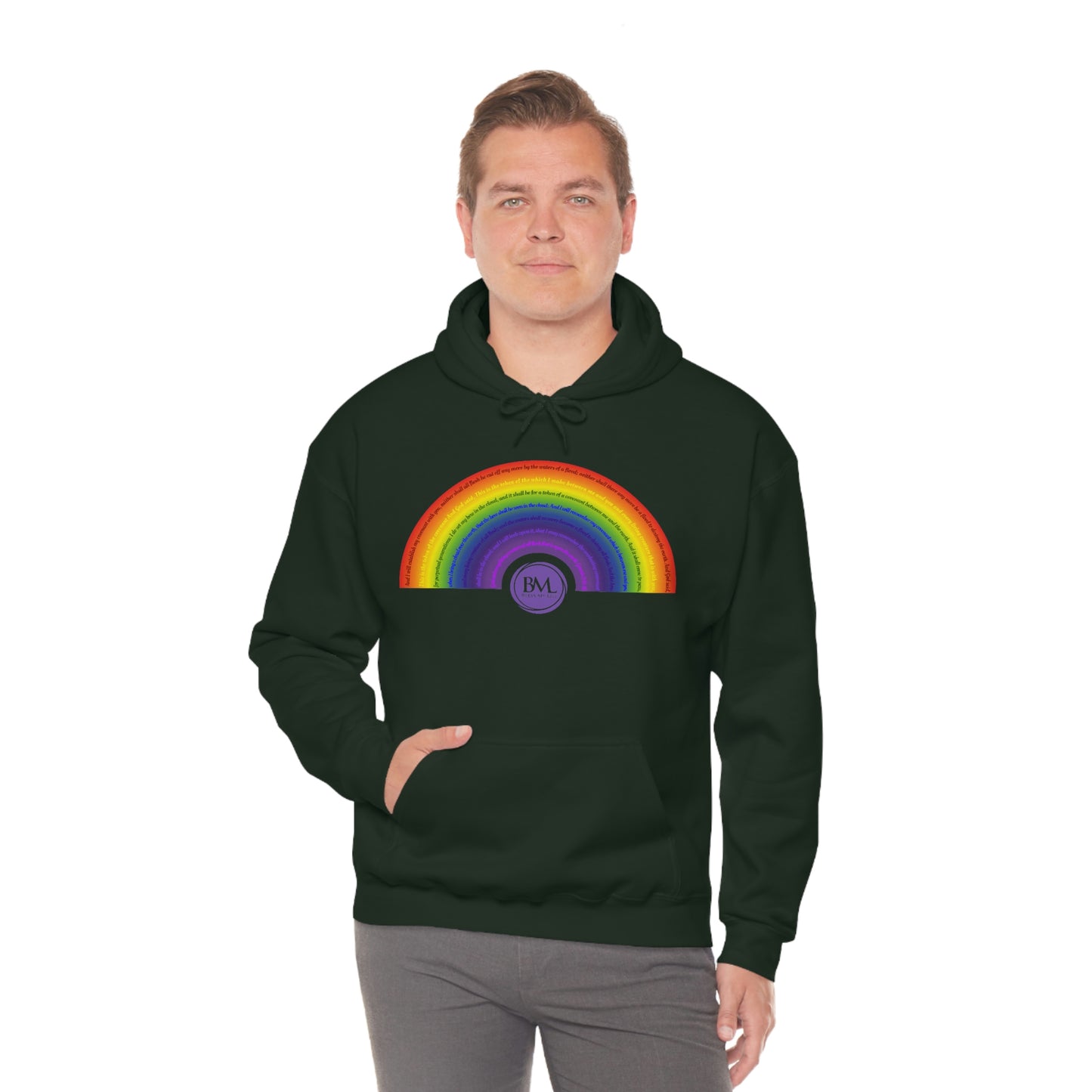 God's covenant in Biblical Scripture & in the form of His bow, A Worldwide Favorite Covenant seeing in the sky by Billions! Unisex Heavy Blend™ Hooded Sweatshirt
