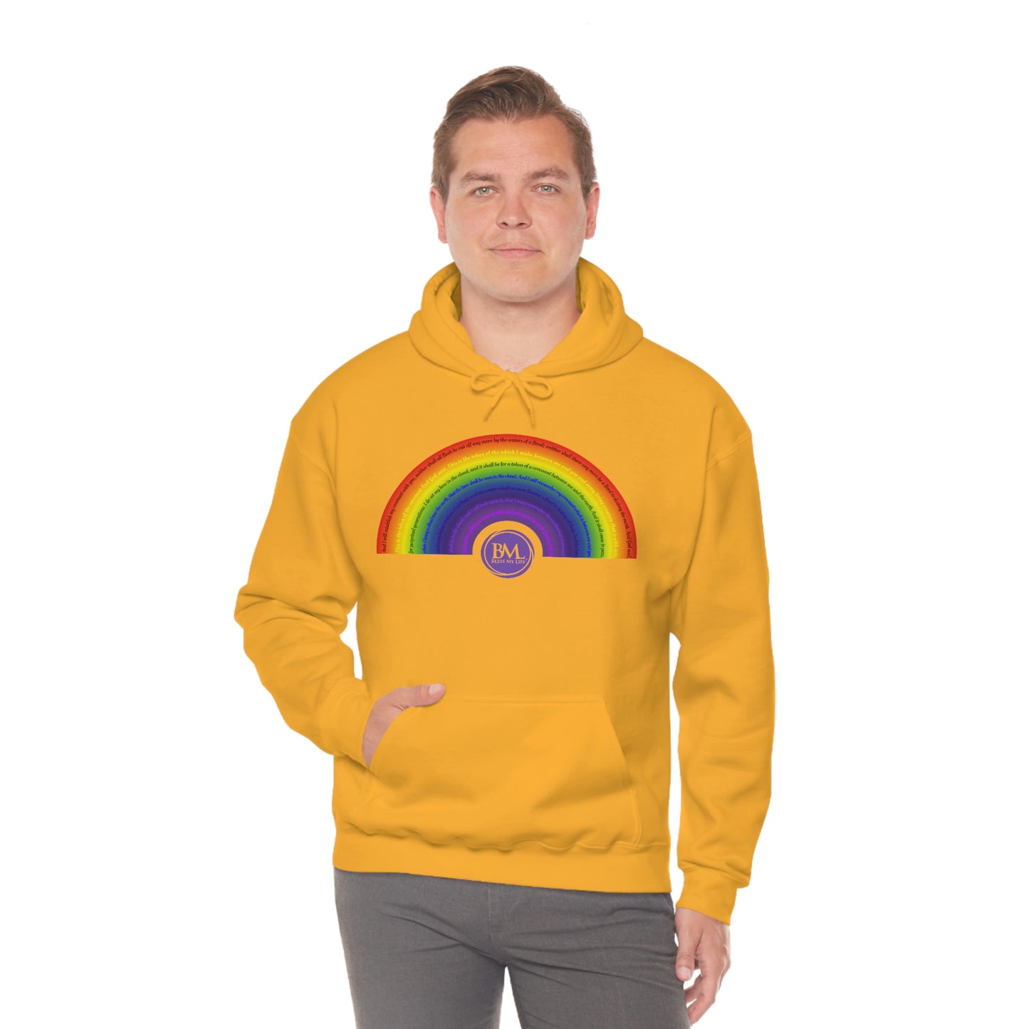 God's covenant in Biblical Scripture & in the form of His bow, A Worldwide Favorite Covenant seeing in the sky by Billions! Unisex Heavy Blend™ Hooded Sweatshirt