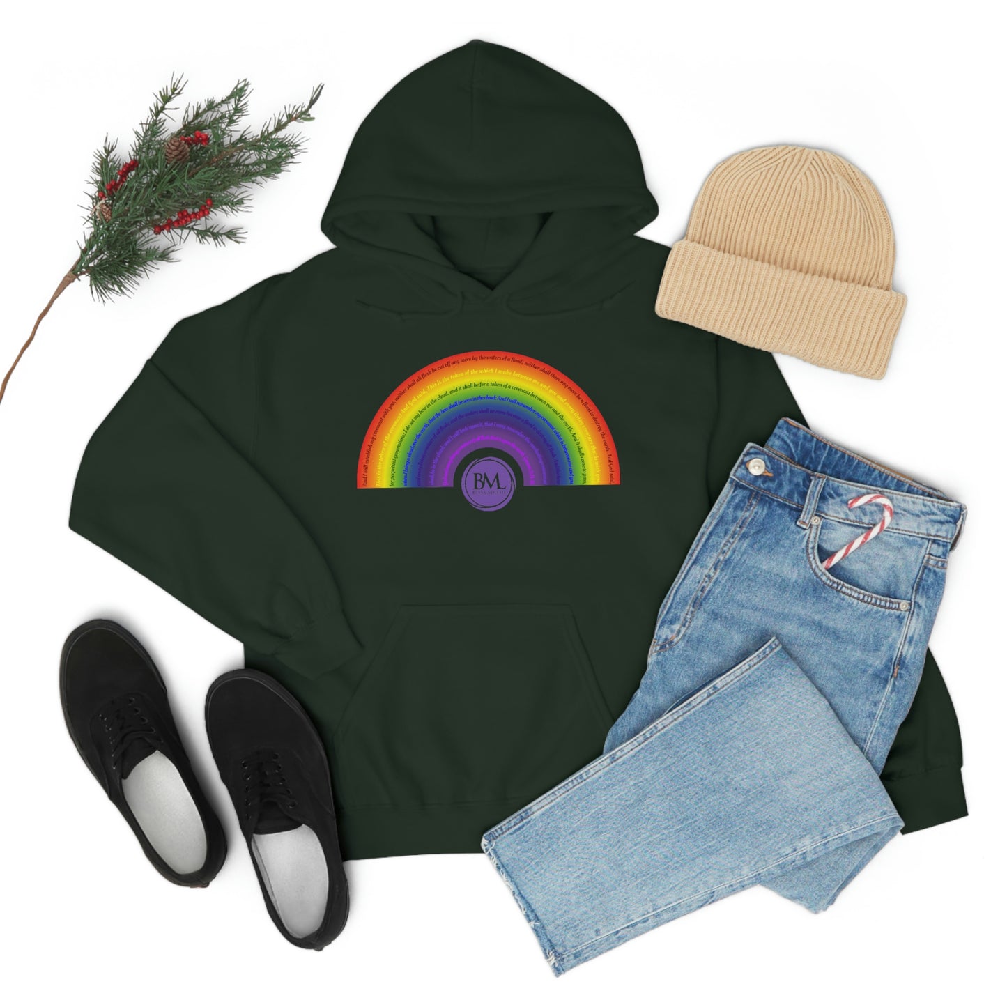 God's covenant in Biblical Scripture & in the form of His bow, A Worldwide Favorite Covenant seeing in the sky by Billions! Unisex Heavy Blend™ Hooded Sweatshirt