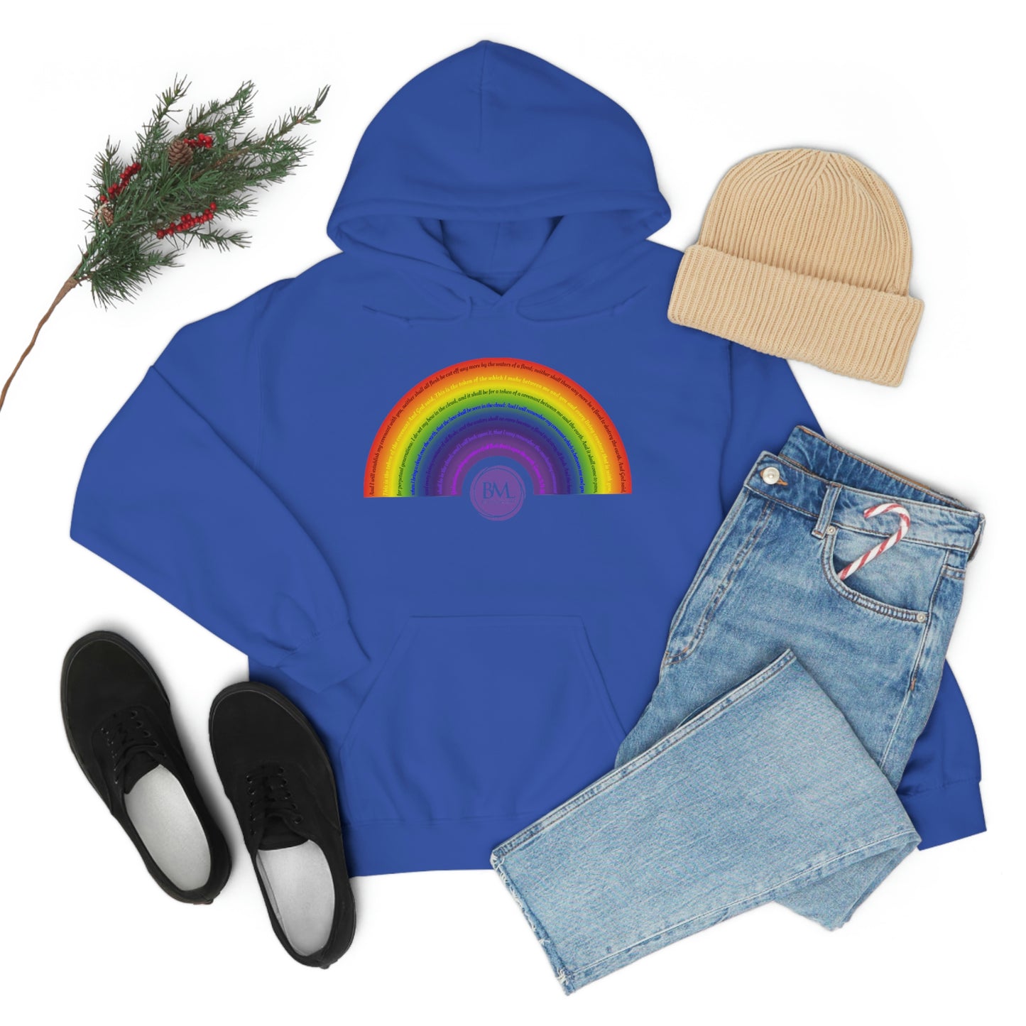 God's covenant in Biblical Scripture & in the form of His bow, A Worldwide Favorite Covenant seeing in the sky by Billions! Unisex Heavy Blend™ Hooded Sweatshirt