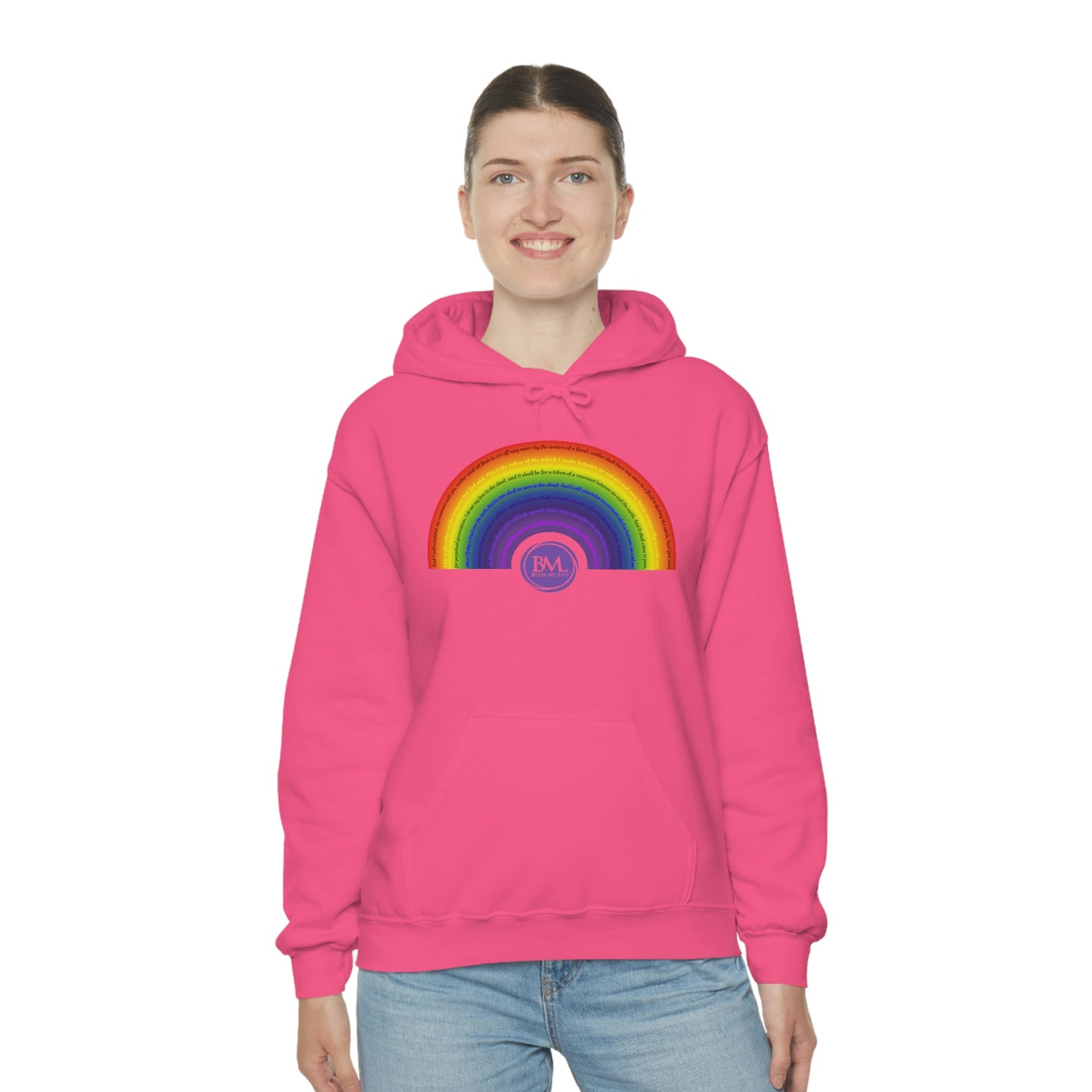 God's covenant in Biblical Scripture & in the form of His bow, A Worldwide Favorite Covenant seeing in the sky by Billions! Unisex Heavy Blend™ Hooded Sweatshirt
