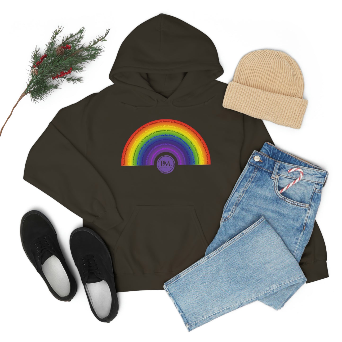 God's covenant in Biblical Scripture & in the form of His bow, A Worldwide Favorite Covenant seeing in the sky by Billions! Unisex Heavy Blend™ Hooded Sweatshirt