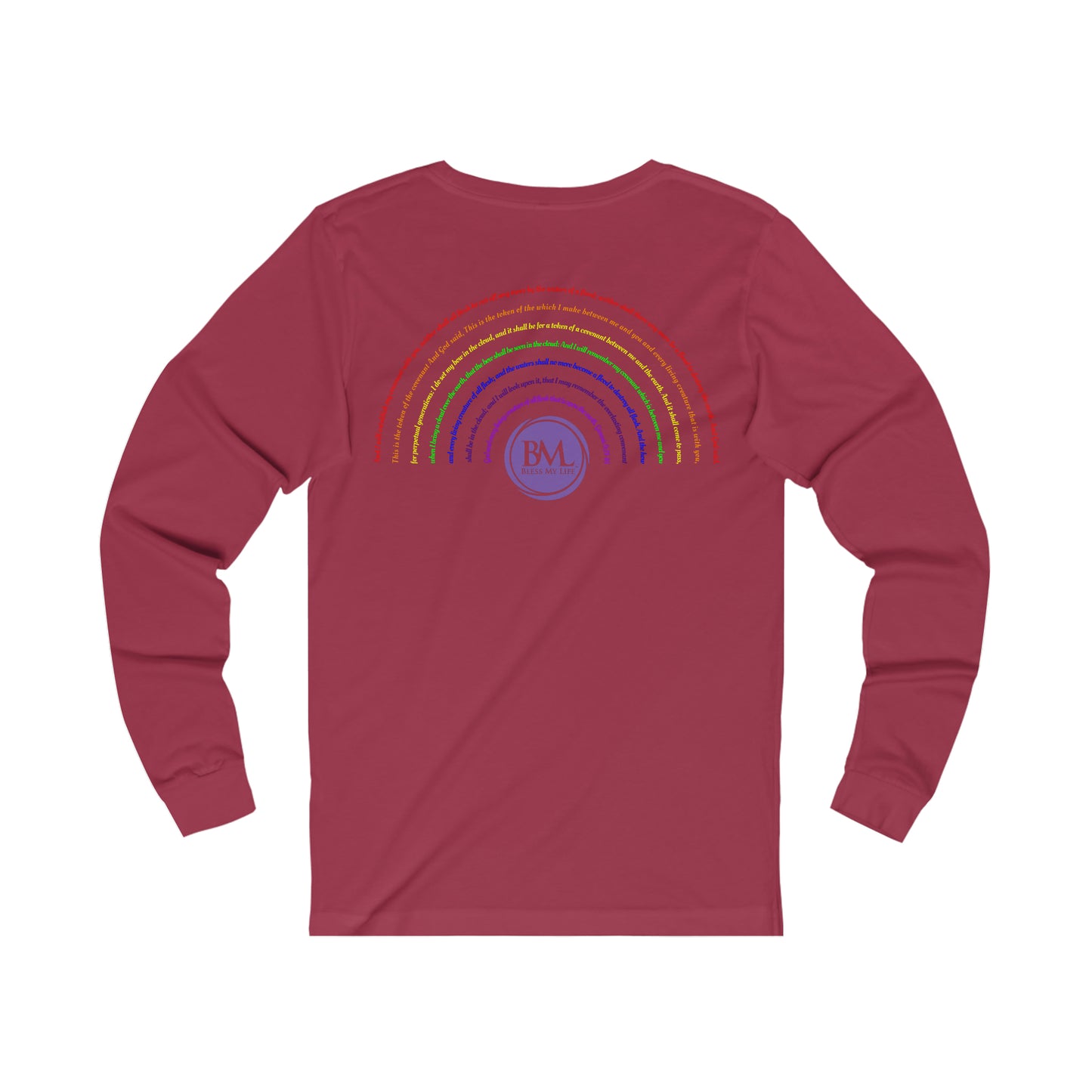 God's covenant in Biblical Scripture & in the form of His bow, the Rainbow. A Worldwide Favorite Covenant seeing in the sky by Billions! Unisex Jersey Long Sleeve Tee