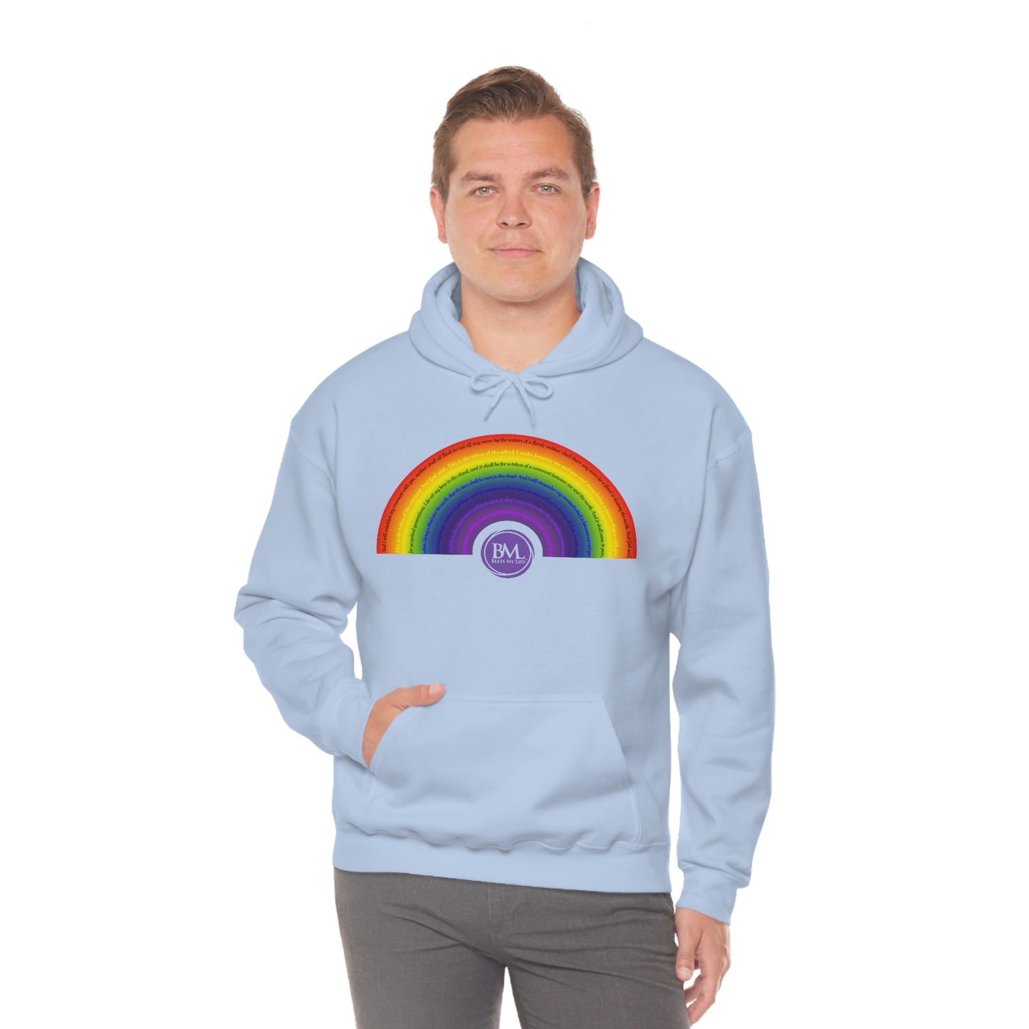 God's covenant in Biblical Scripture & in the form of His bow, A Worldwide Favorite Covenant seeing in the sky by Billions! Unisex Heavy Blend™ Hooded Sweatshirt