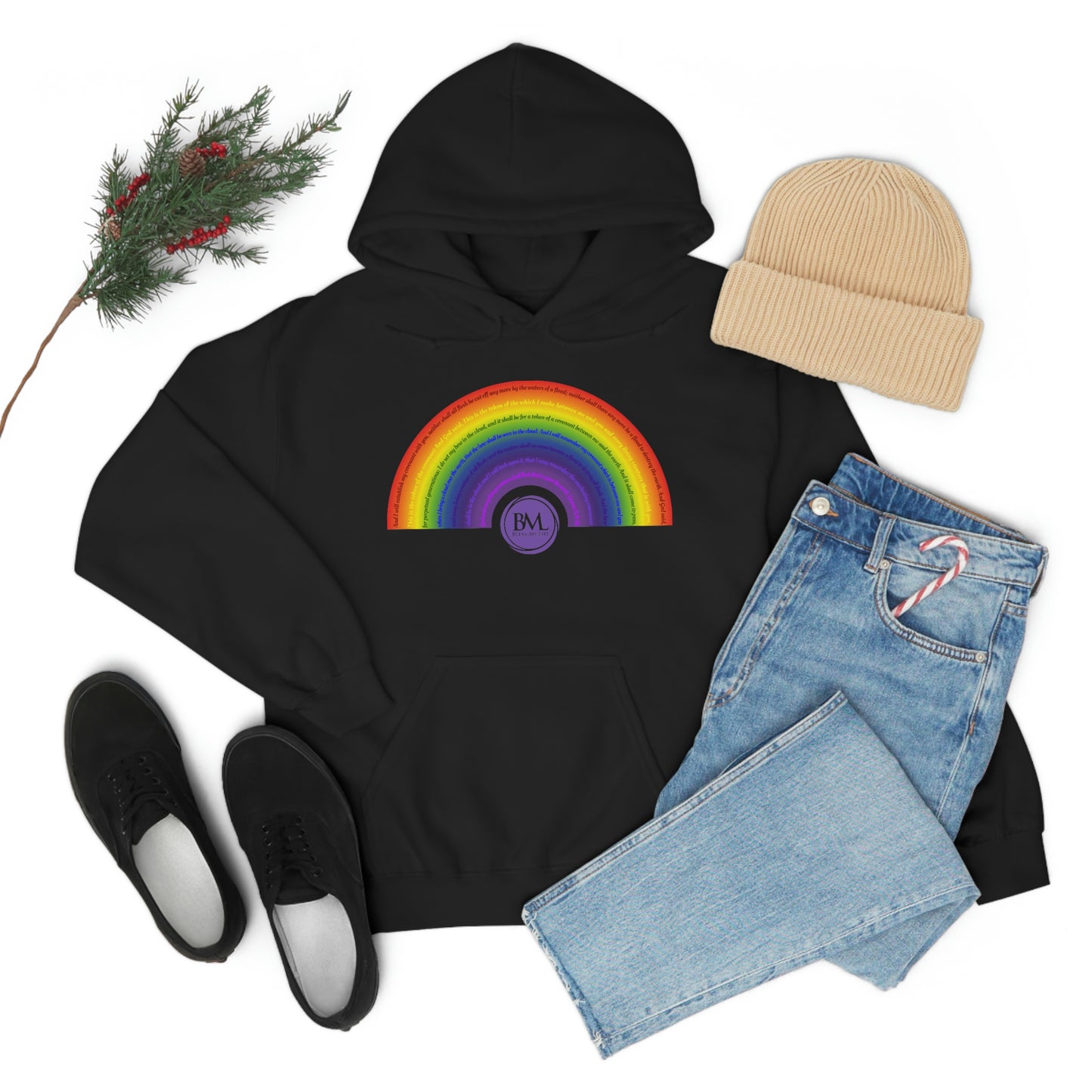 God's covenant in Biblical Scripture & in the form of His bow, A Worldwide Favorite Covenant seeing in the sky by Billions! Unisex Heavy Blend™ Hooded Sweatshirt