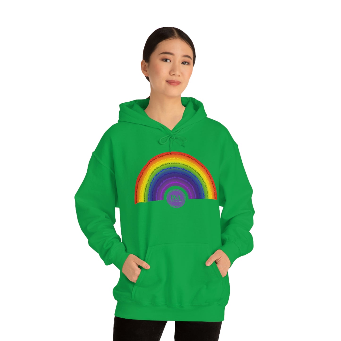 God's covenant in Biblical Scripture & in the form of His bow, A Worldwide Favorite Covenant seeing in the sky by Billions! Unisex Heavy Blend™ Hooded Sweatshirt