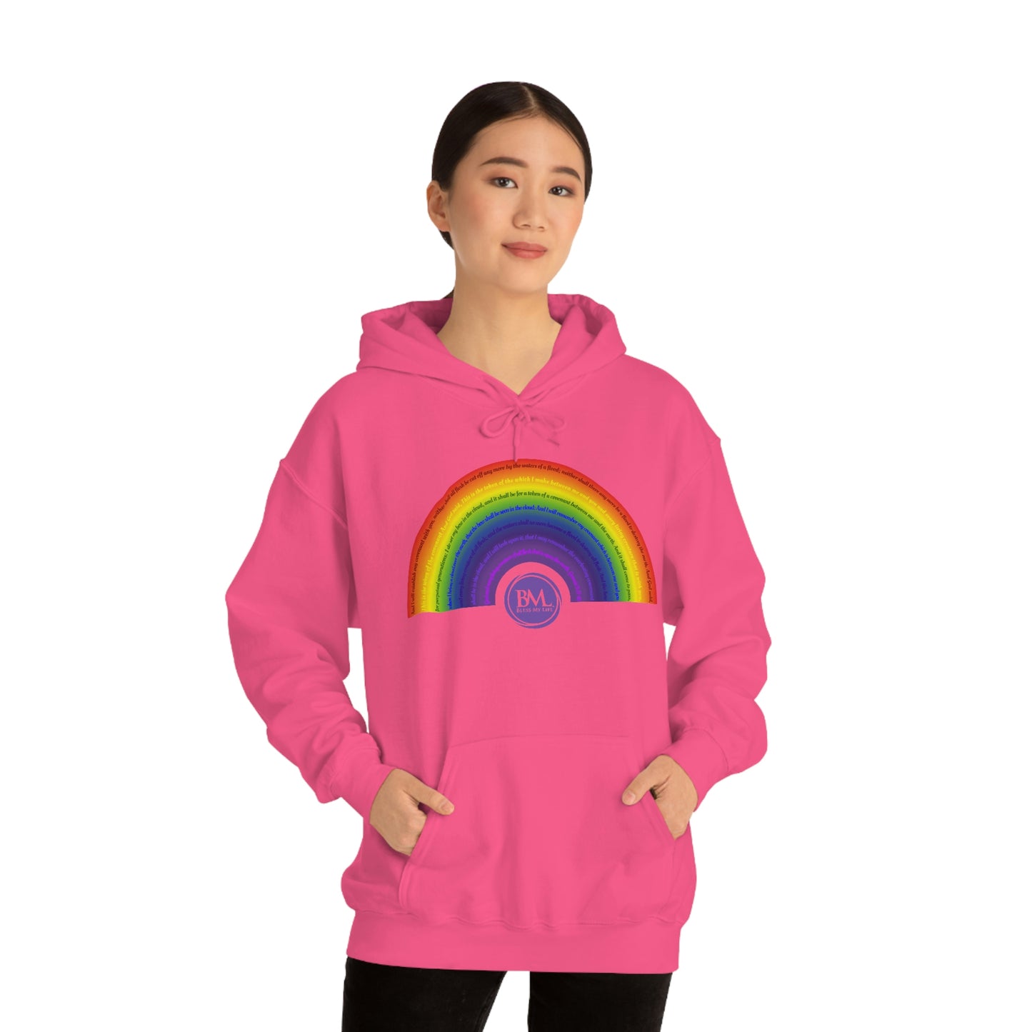 God's covenant in Biblical Scripture & in the form of His bow, A Worldwide Favorite Covenant seeing in the sky by Billions! Unisex Heavy Blend™ Hooded Sweatshirt