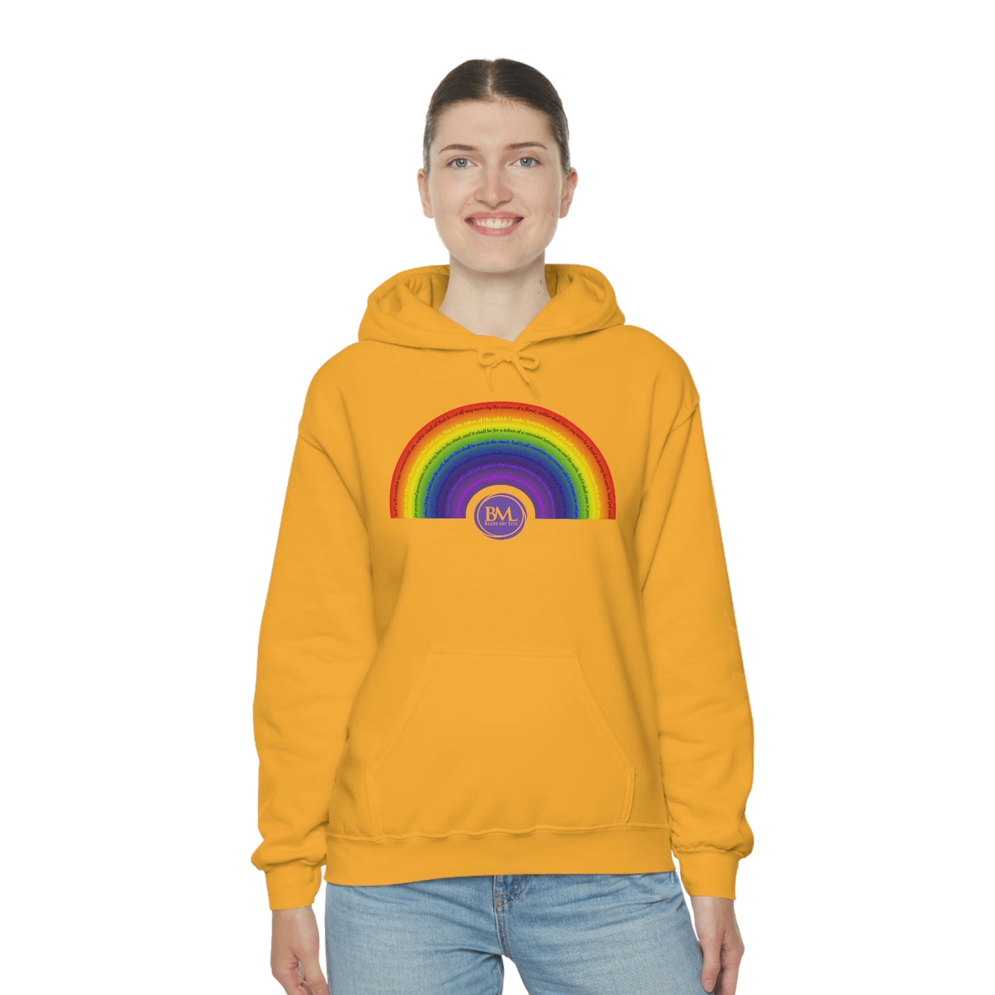 God's covenant in Biblical Scripture & in the form of His bow, A Worldwide Favorite Covenant seeing in the sky by Billions! Unisex Heavy Blend™ Hooded Sweatshirt