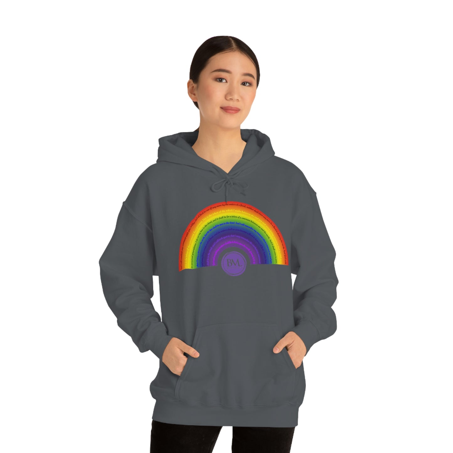 God's covenant in Biblical Scripture & in the form of His bow, A Worldwide Favorite Covenant seeing in the sky by Billions! Unisex Heavy Blend™ Hooded Sweatshirt