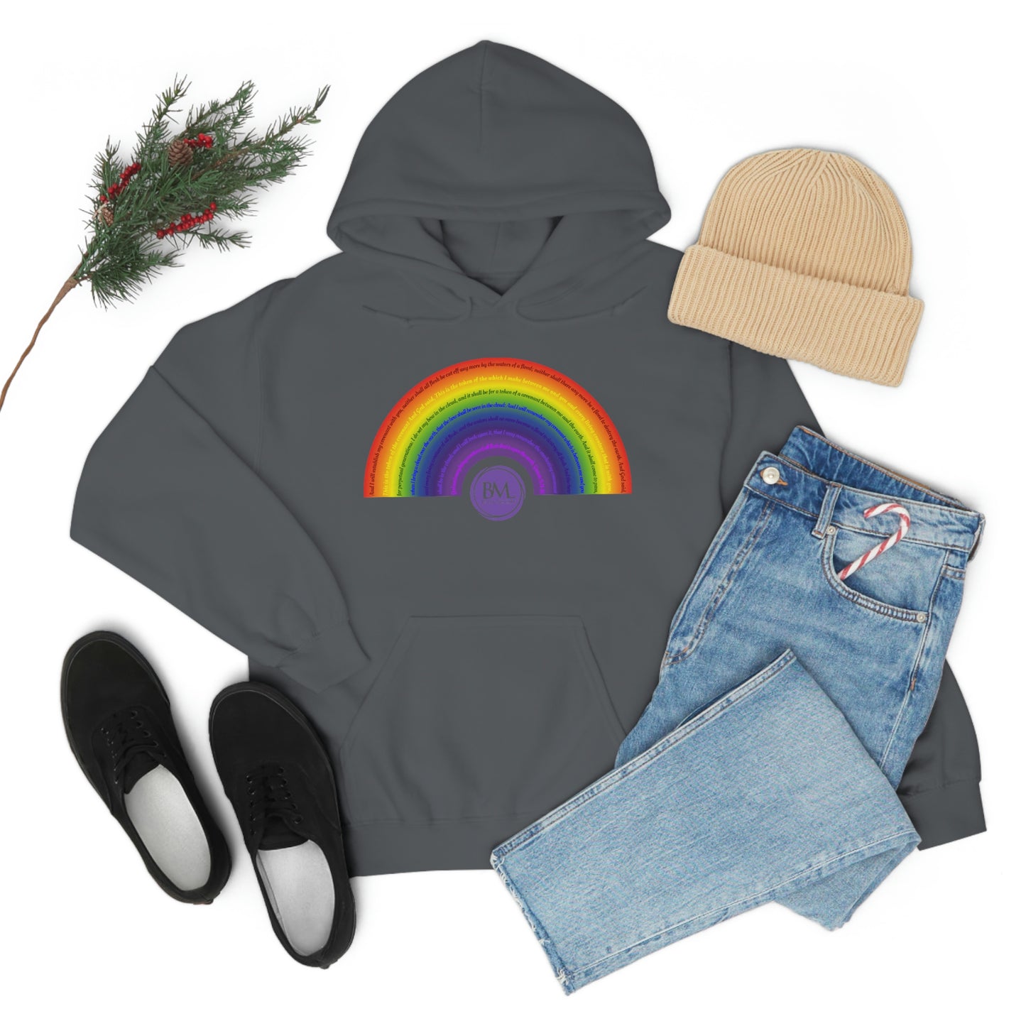 God's covenant in Biblical Scripture & in the form of His bow, A Worldwide Favorite Covenant seeing in the sky by Billions! Unisex Heavy Blend™ Hooded Sweatshirt