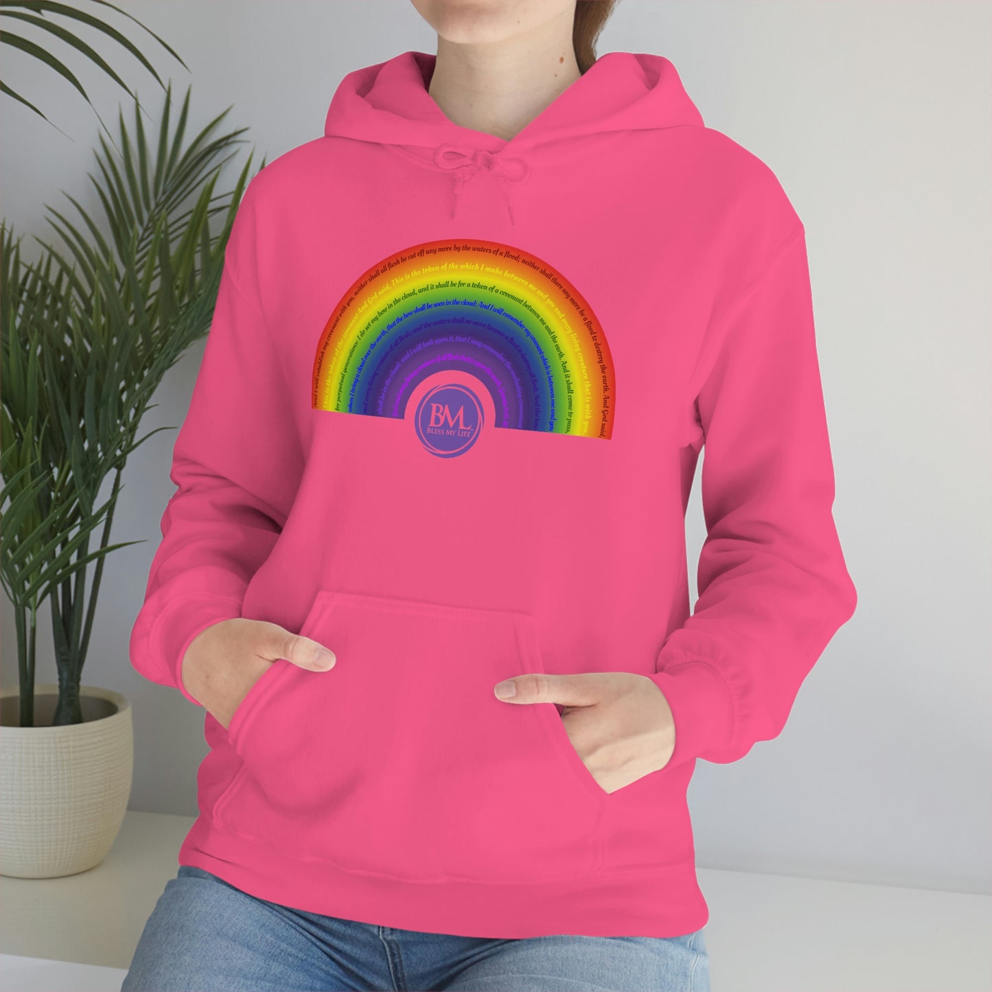 God's covenant in Biblical Scripture & in the form of His bow, A Worldwide Favorite Covenant seeing in the sky by Billions! Unisex Heavy Blend™ Hooded Sweatshirt