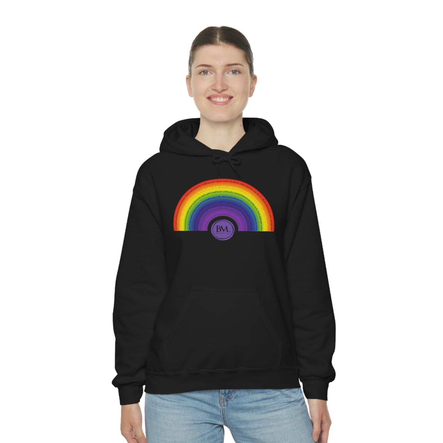 God's covenant in Biblical Scripture & in the form of His bow, A Worldwide Favorite Covenant seeing in the sky by Billions! Unisex Heavy Blend™ Hooded Sweatshirt