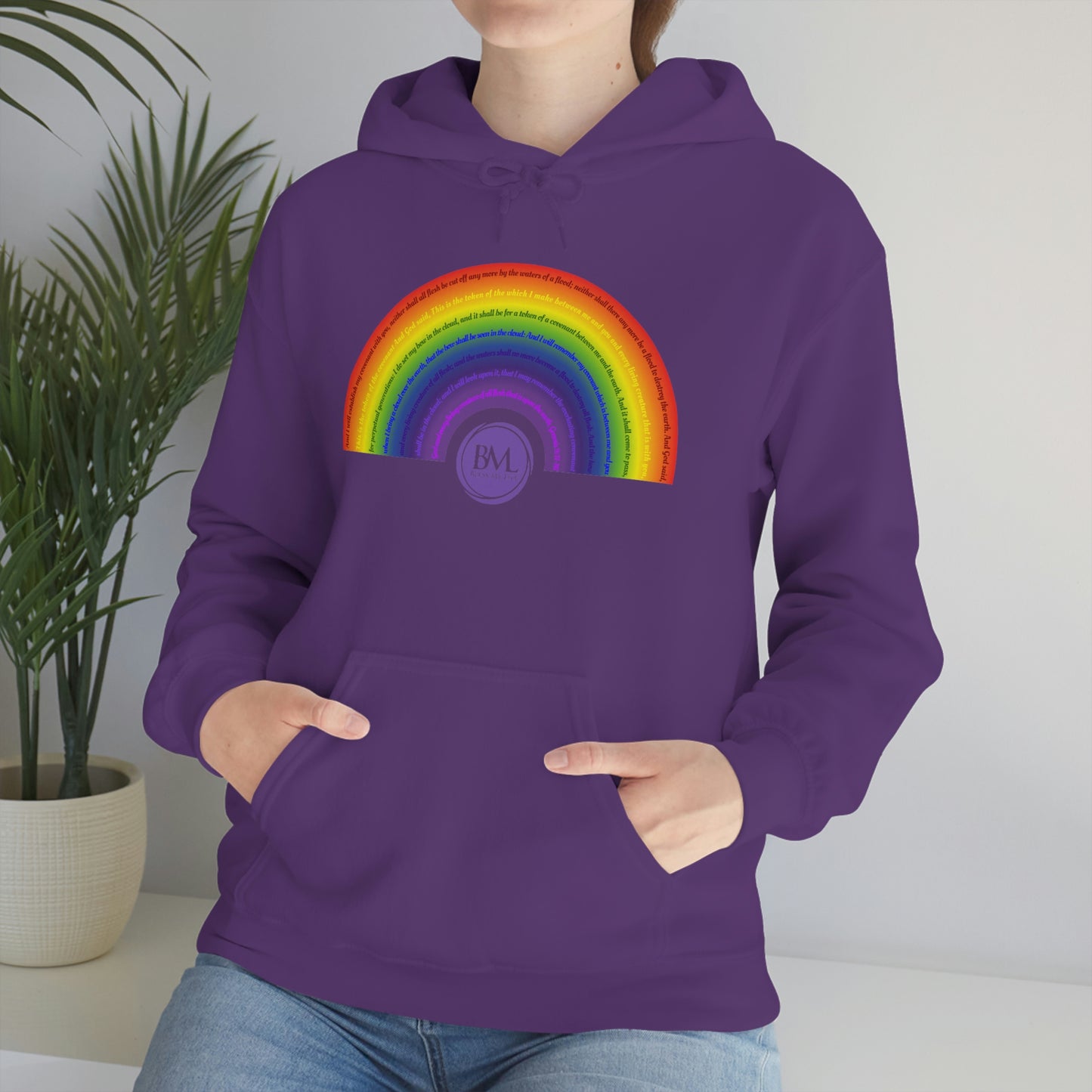 God's covenant in Biblical Scripture & in the form of His bow, A Worldwide Favorite Covenant seeing in the sky by Billions! Unisex Heavy Blend™ Hooded Sweatshirt