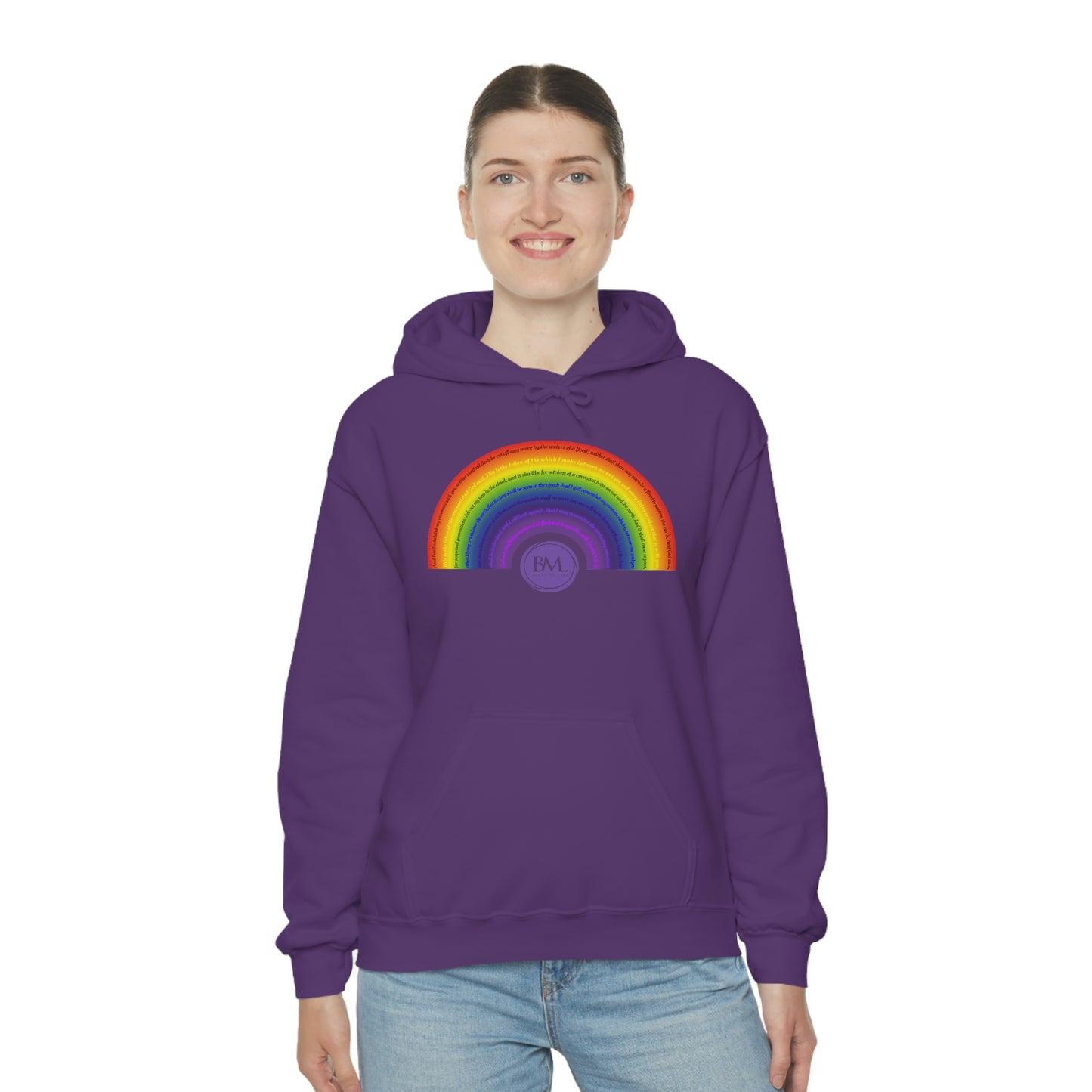 God's covenant in Biblical Scripture & in the form of His bow, A Worldwide Favorite Covenant seeing in the sky by Billions! Unisex Heavy Blend™ Hooded Sweatshirt