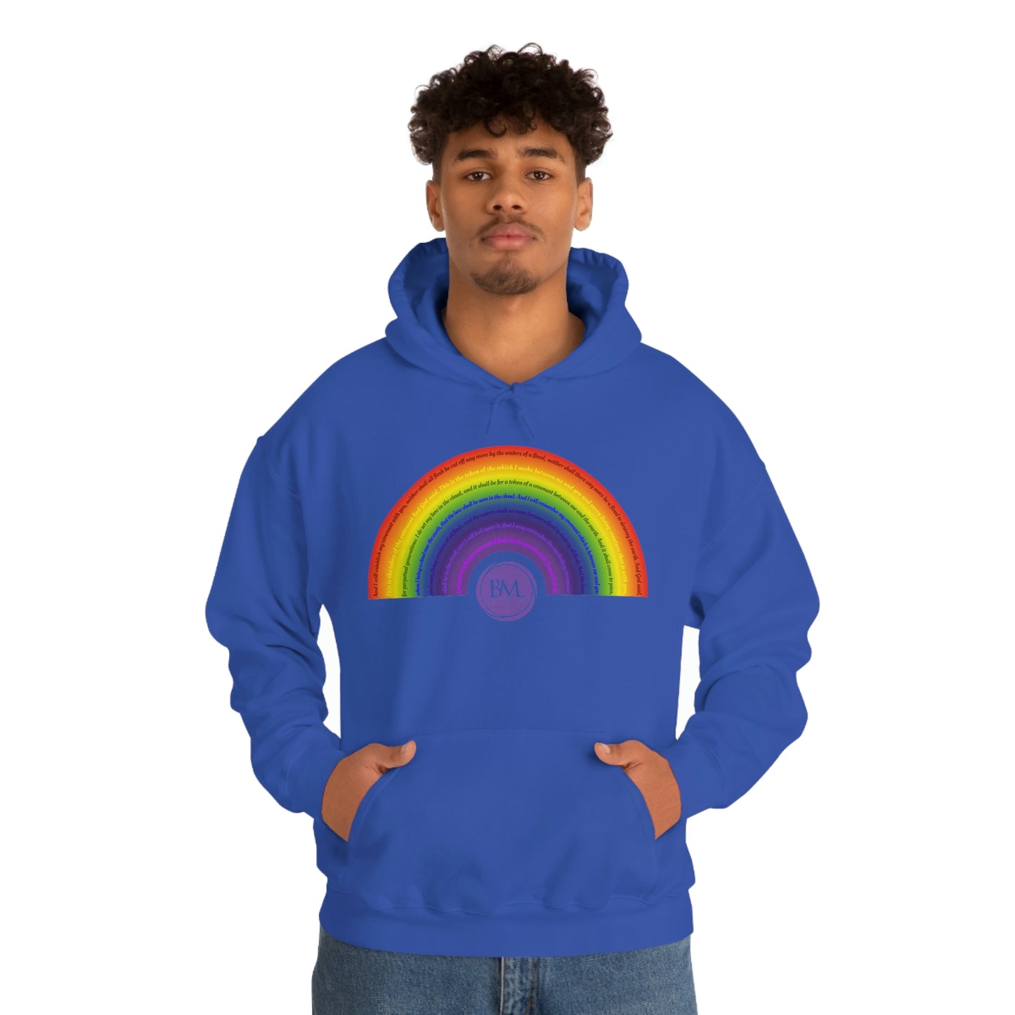 God's covenant in Biblical Scripture & in the form of His bow, A Worldwide Favorite Covenant seeing in the sky by Billions! Unisex Heavy Blend™ Hooded Sweatshirt