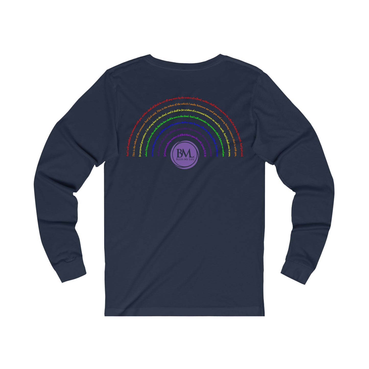 God's covenant in Biblical Scripture & in the form of His bow, the Rainbow. A Worldwide Favorite Covenant seeing in the sky by Billions! Unisex Jersey Long Sleeve Tee