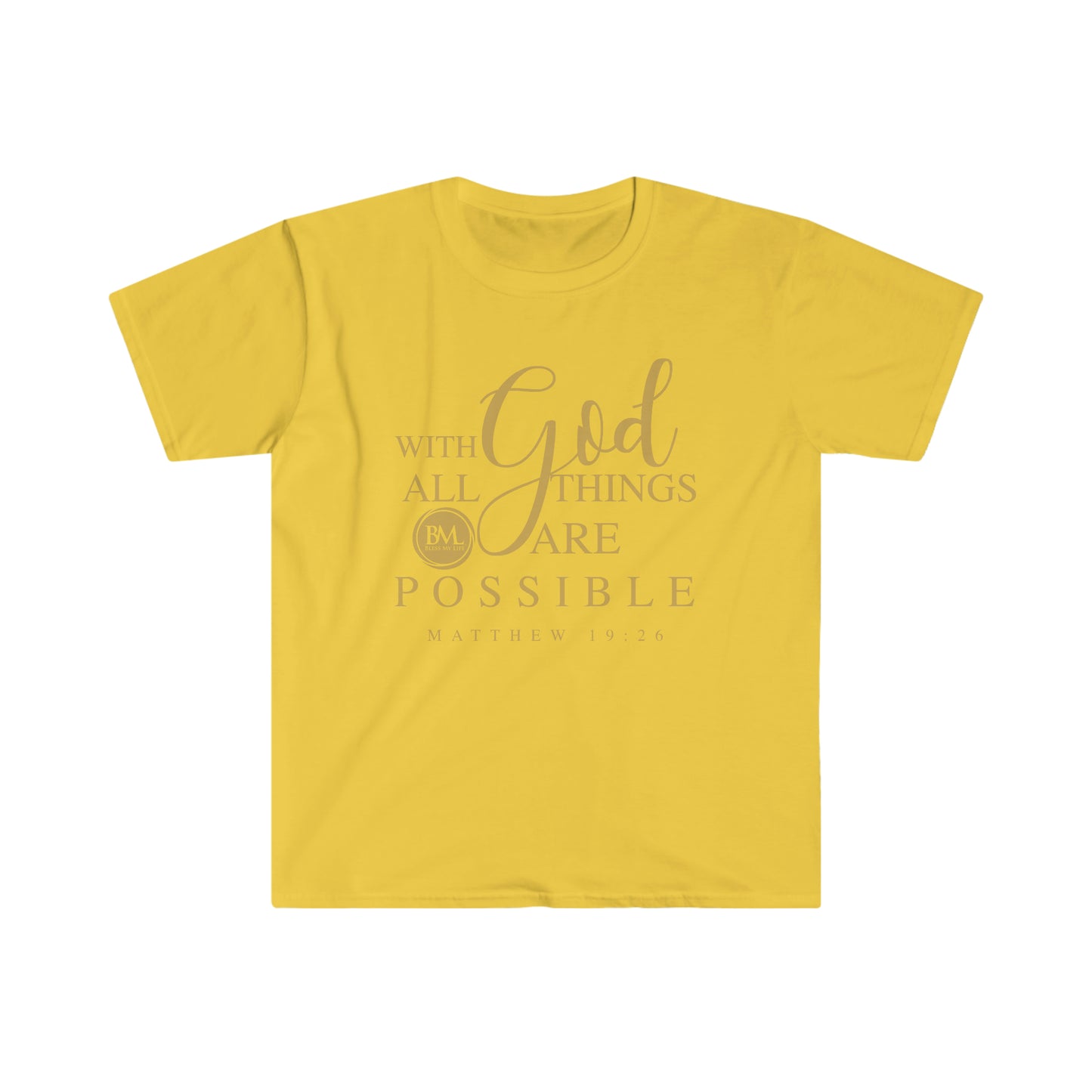 Matthew 19:26 With God All Things Are Possible | Softstyle T-Shirt | Bless My Life