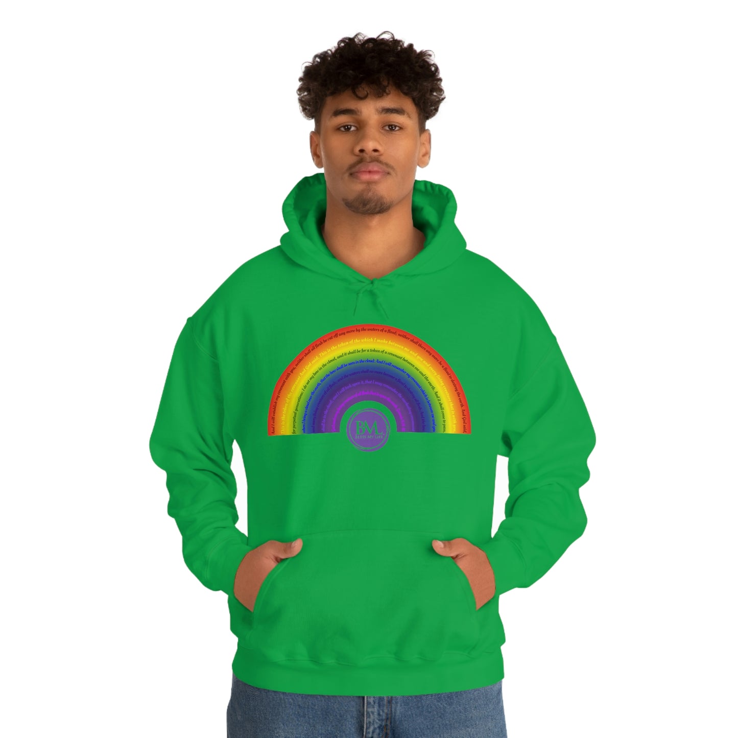 God's covenant in Biblical Scripture & in the form of His bow, A Worldwide Favorite Covenant seeing in the sky by Billions! Unisex Heavy Blend™ Hooded Sweatshirt
