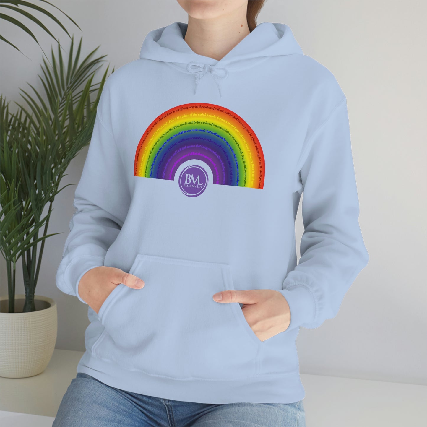 God's covenant in Biblical Scripture & in the form of His bow, A Worldwide Favorite Covenant seeing in the sky by Billions! Unisex Heavy Blend™ Hooded Sweatshirt
