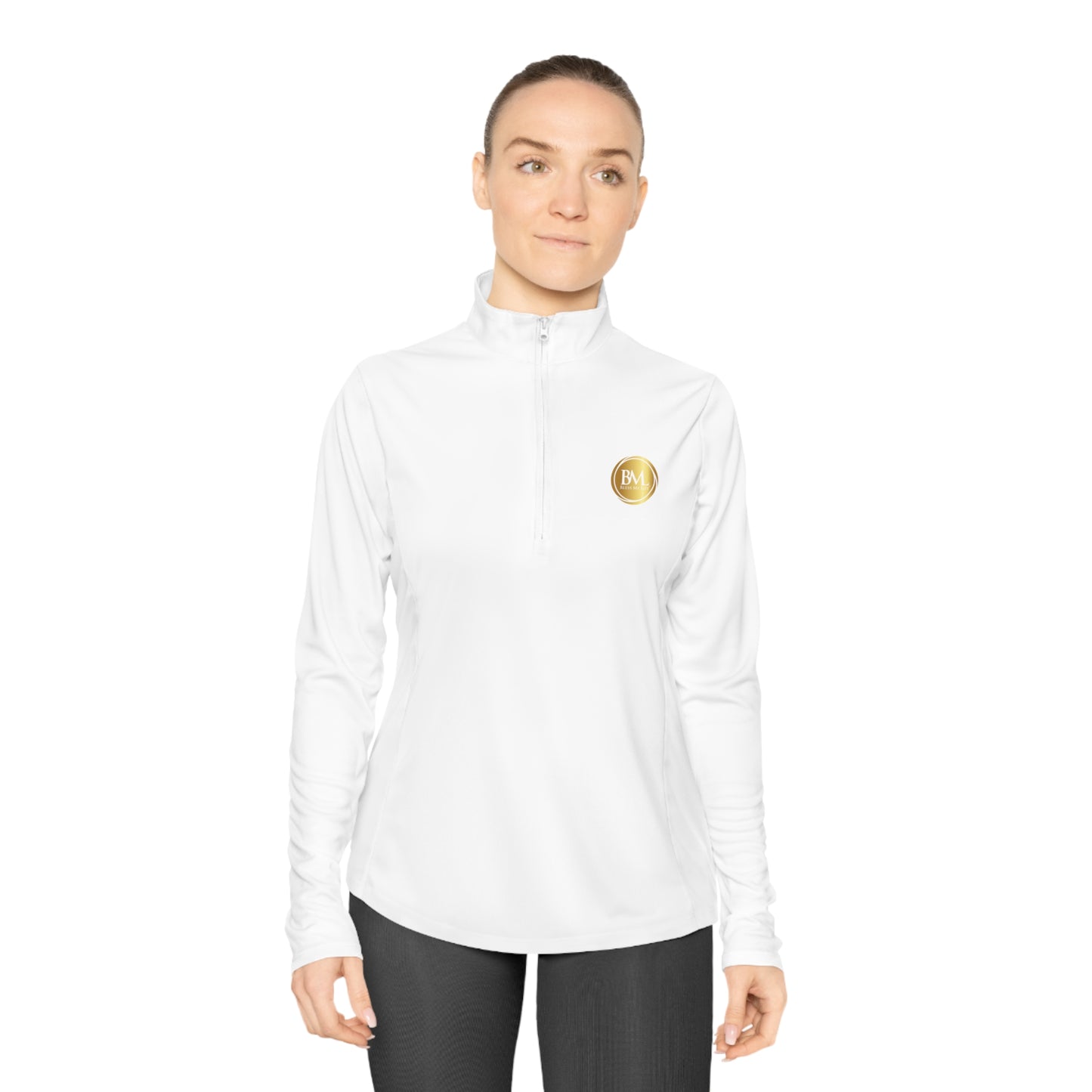 BML Ladies Quarter-Zip Pullover – Yesua & Cross Embellished