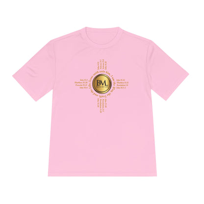 A New Mexican Favorite, King’s Strength Heavy Tee with Biblical Scriptures surrounding BML logo and in the form of the famed & respected Zia Pueblo Symbol