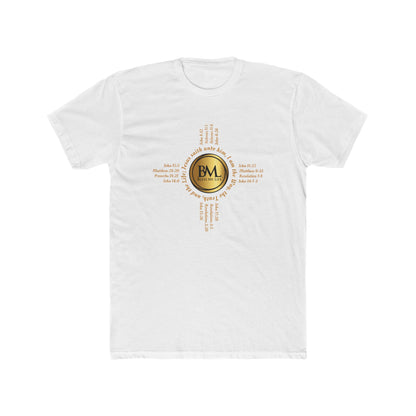 A New Mexican Favorite, Kingdom Comfort Cotton Crew with Biblical Scriptures surrounding BML logo and in the form of the famed & respected Zia Pueblo Symbol