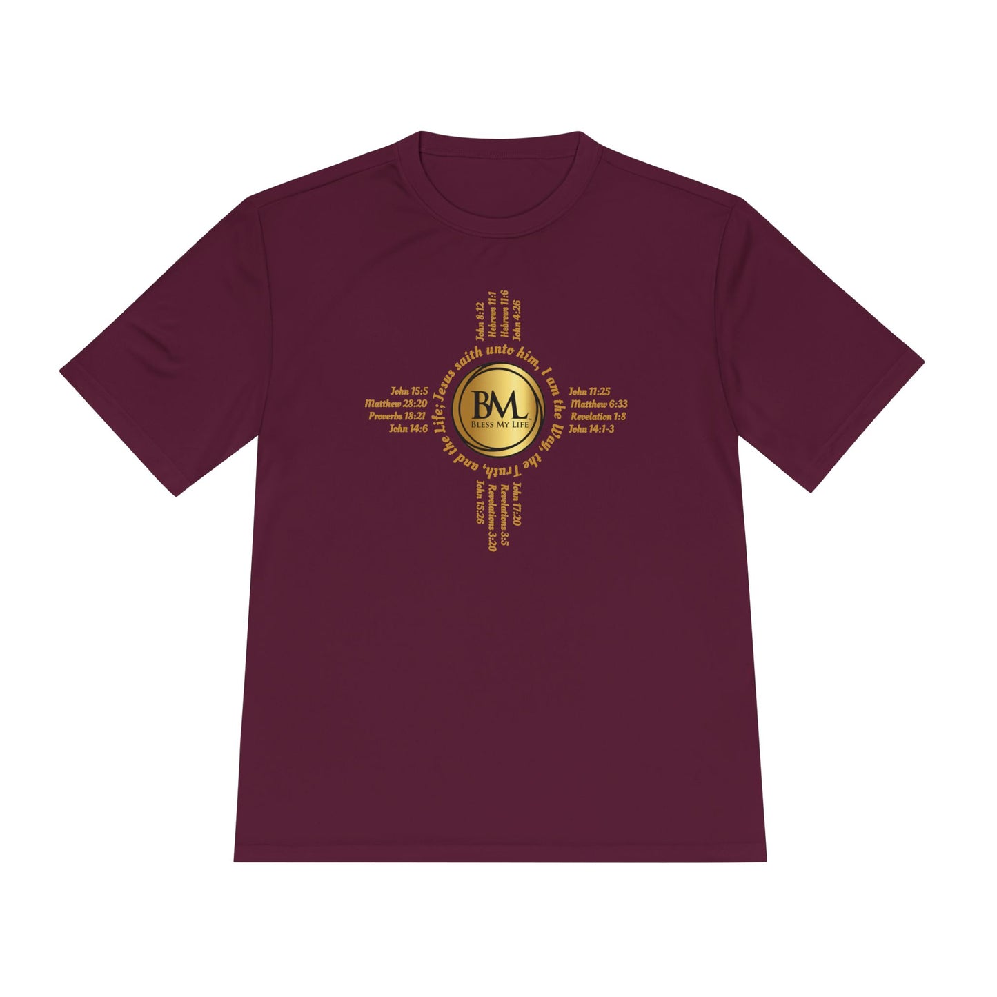 A New Mexican Favorite, King’s Strength Heavy Tee with Biblical Scriptures surrounding BML logo and in the form of the famed & respected Zia Pueblo Symbol