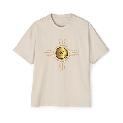 A New Mexican Favorite, Strength in Christ Performance Tee with Biblical Scriptures surrounding BML logo and in the form of the famed & respected Zia Pueblo Symbol