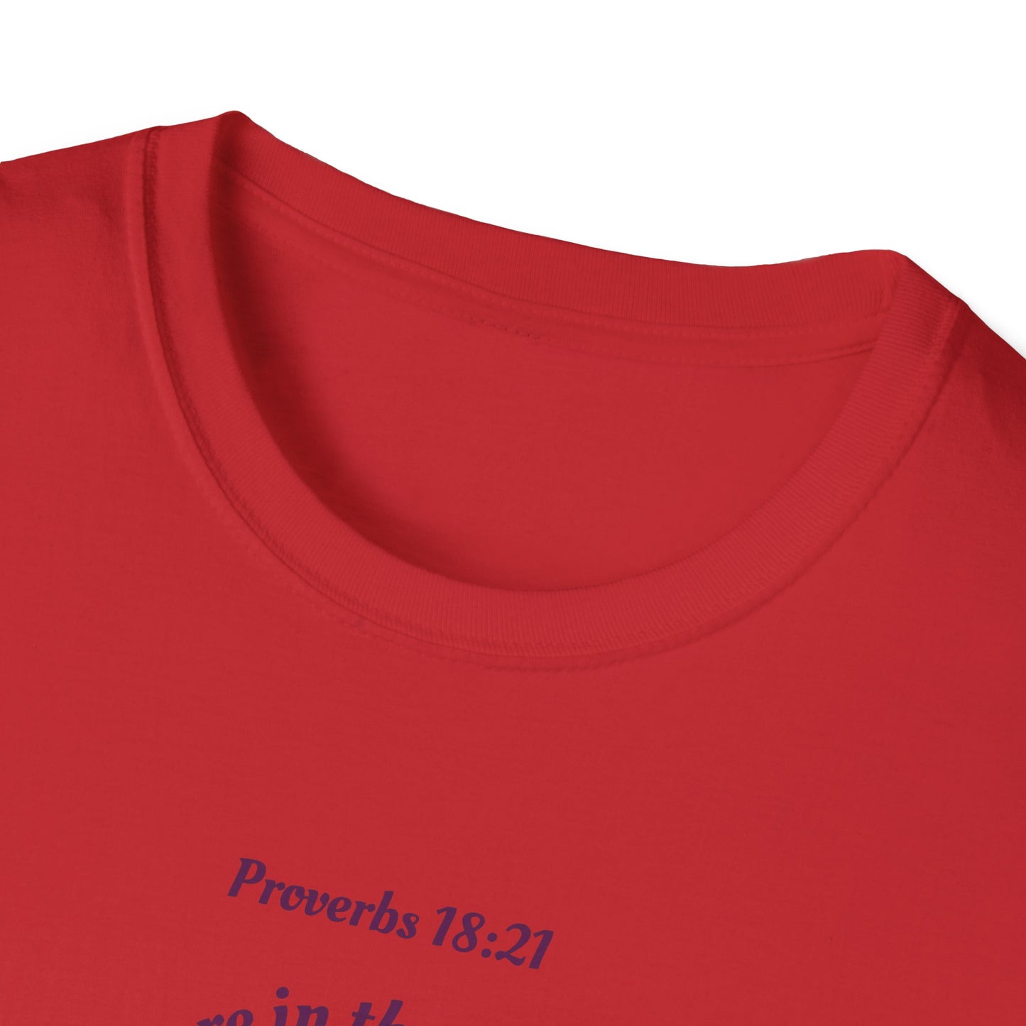 Proverbs 18:21 Death and life are in the power of the tongue, Purple Logo, Unisex Triblend Tee, A daily reminder to speak, think, and act as positively as possible.