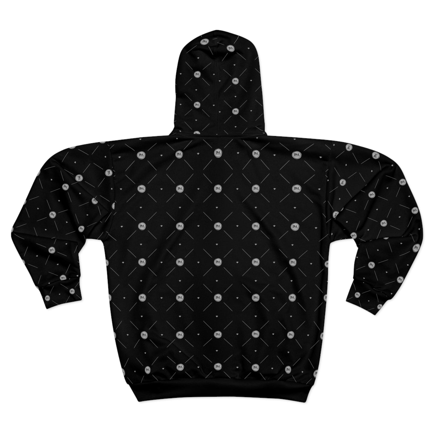 Unisex Zip Hoodie – BML All-Over Pattern Design